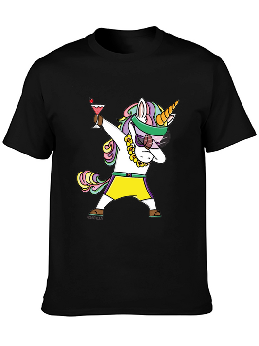 Unicorn Dabbing Graphic Tee - Black