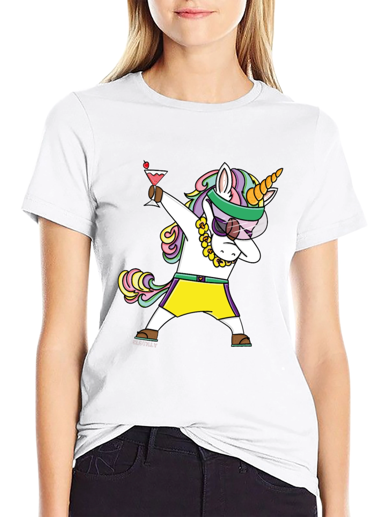 Unicorn Dabbing Graphic Tee - Black
