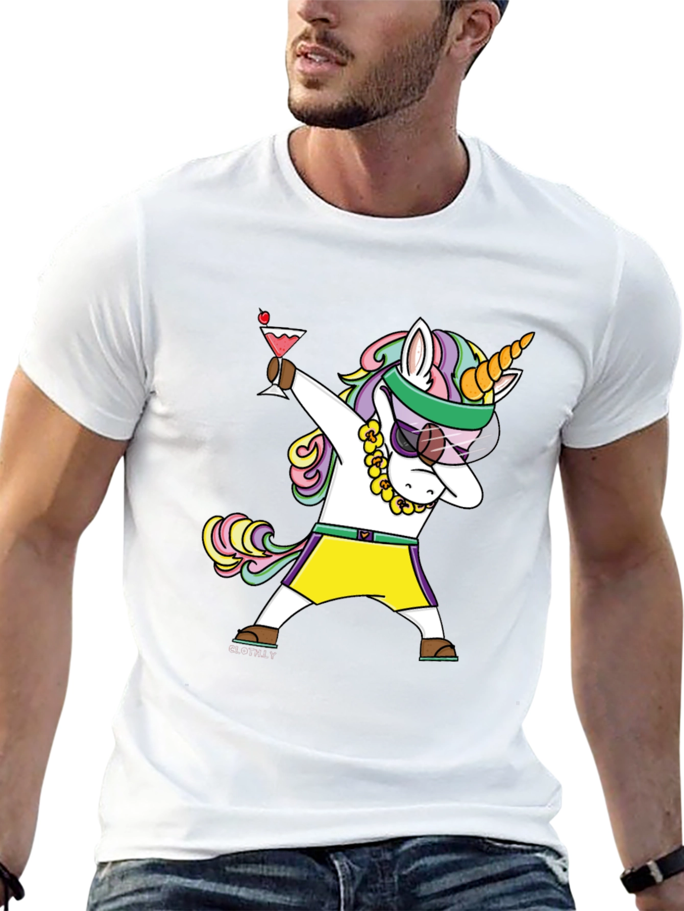 Unicorn Dabbing Graphic Tee - Black