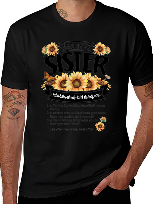 Unbiological Sister Sunflower Graphic T-Shirt