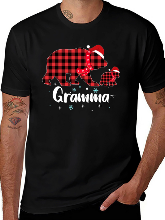 Gramma Bear Plaid Holiday T-Shirt