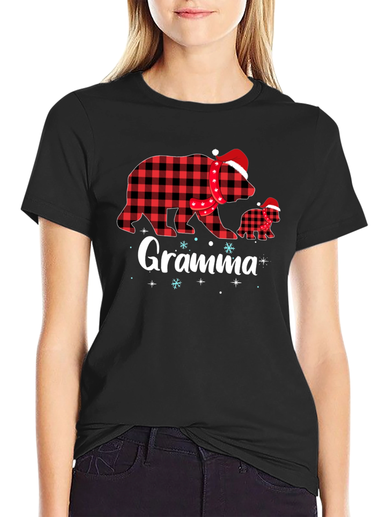 Gramma Bear Plaid Holiday T-Shirt