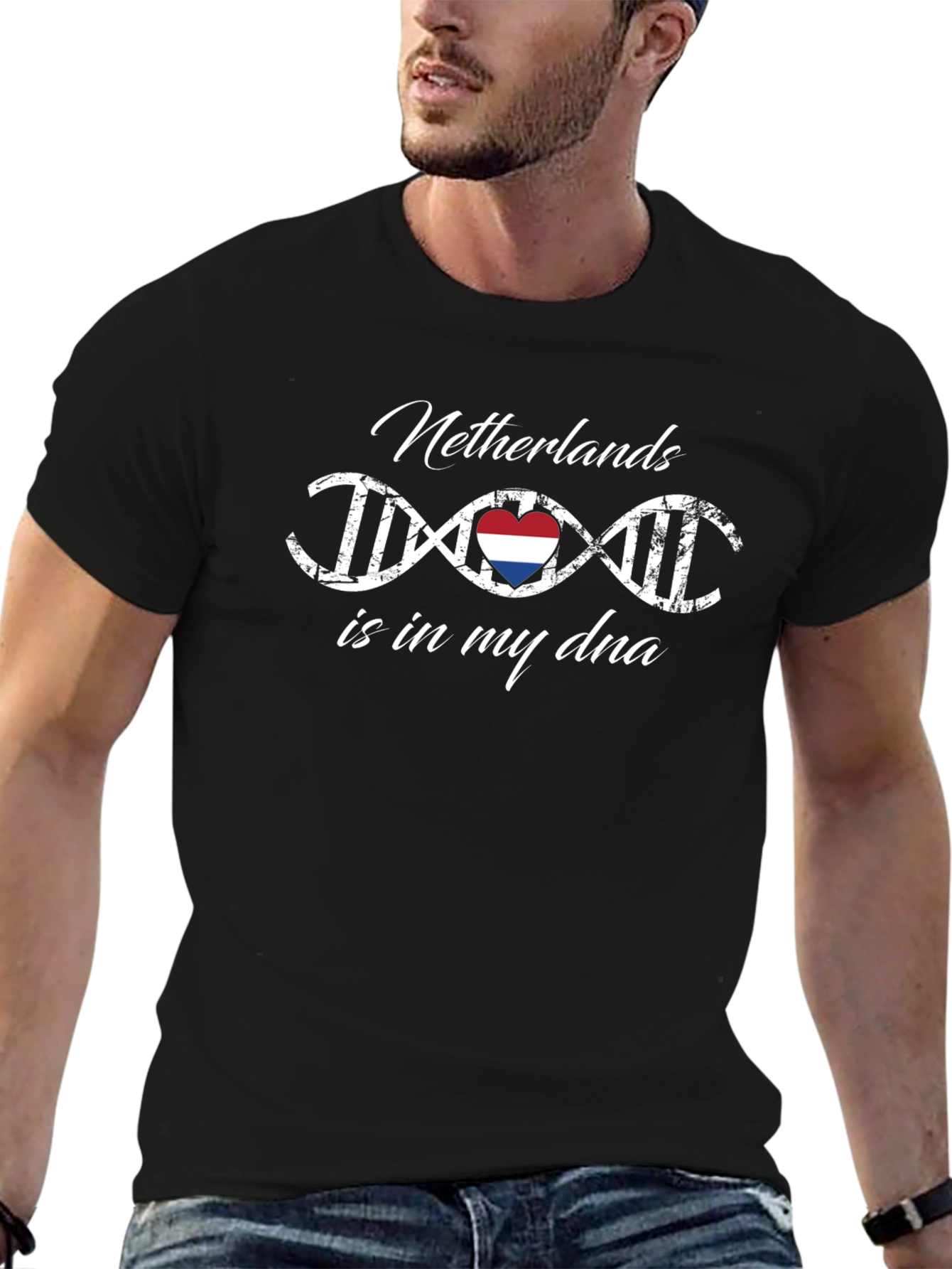 Netherlands DNA Heart Graphic T-Shirt