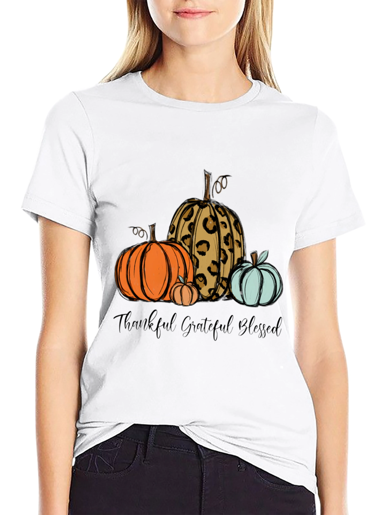 Thankful Grateful Blessed Pumpkin T-Shirt