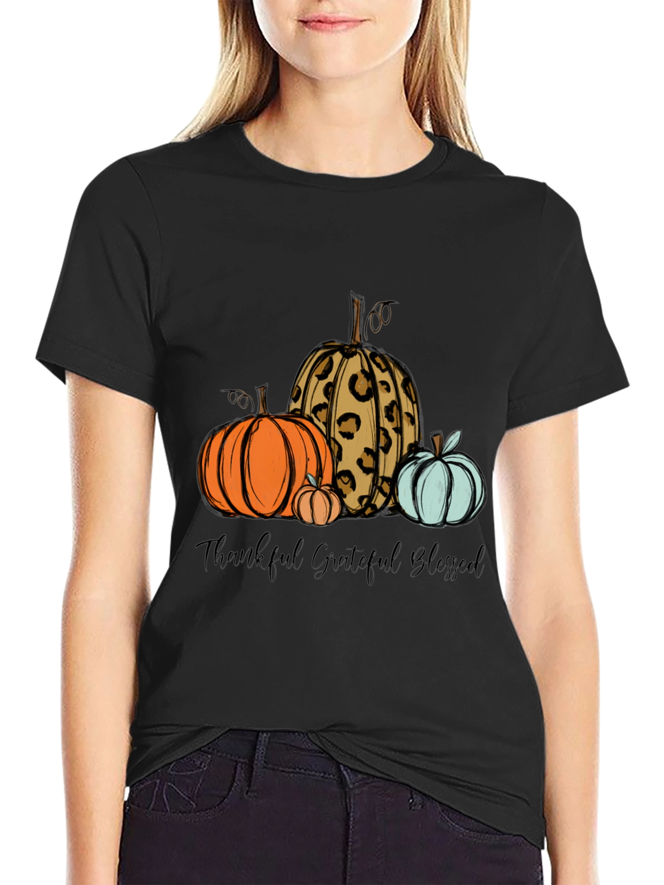 Thankful Grateful Blessed Pumpkin T-Shirt