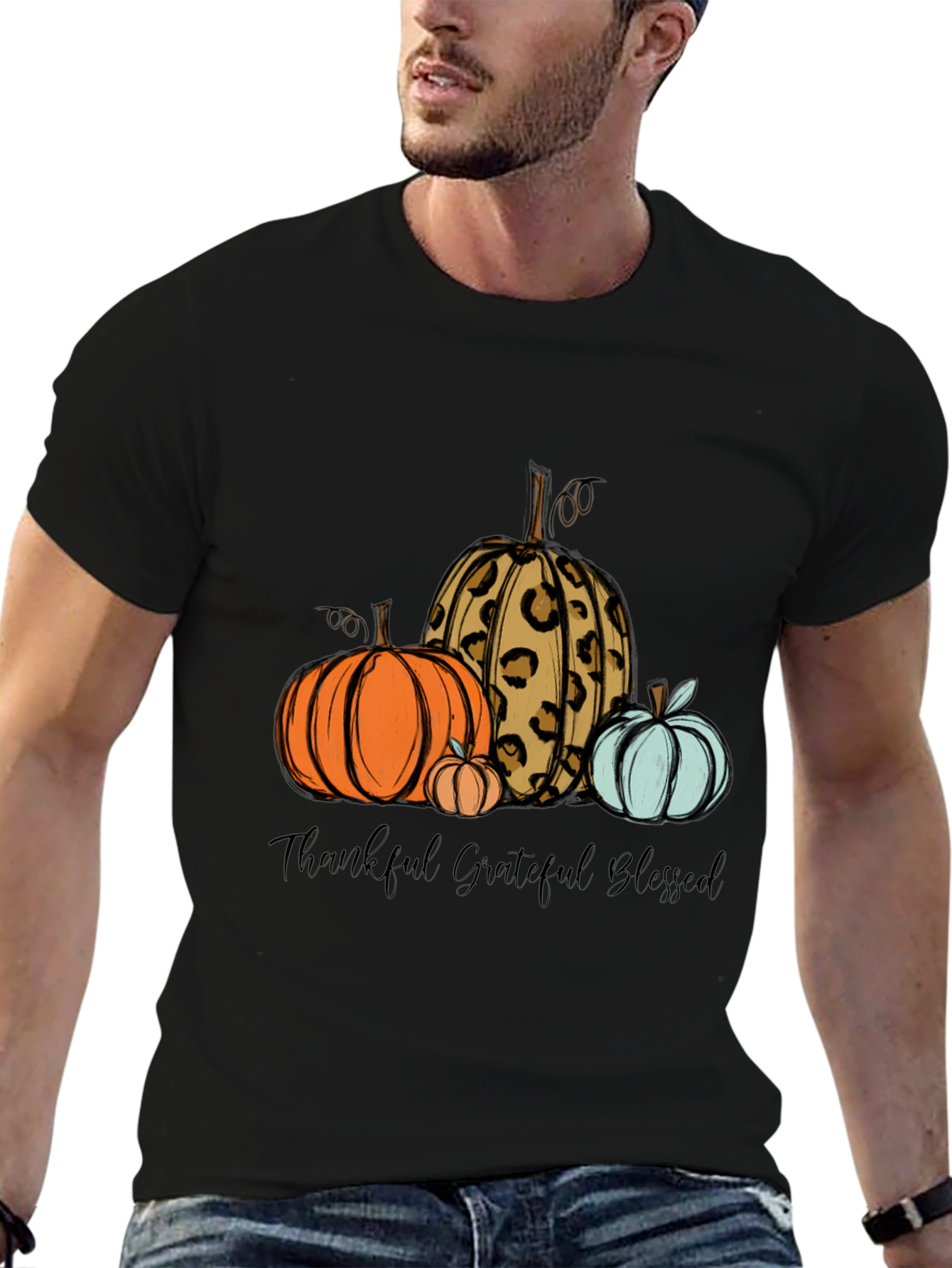 Thankful Grateful Blessed Pumpkin T-Shirt