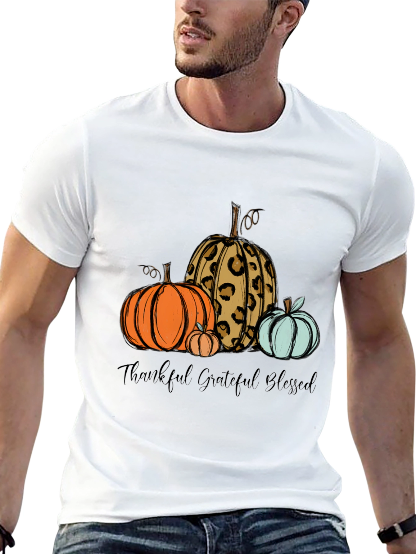 Thankful Grateful Blessed Pumpkin T-Shirt