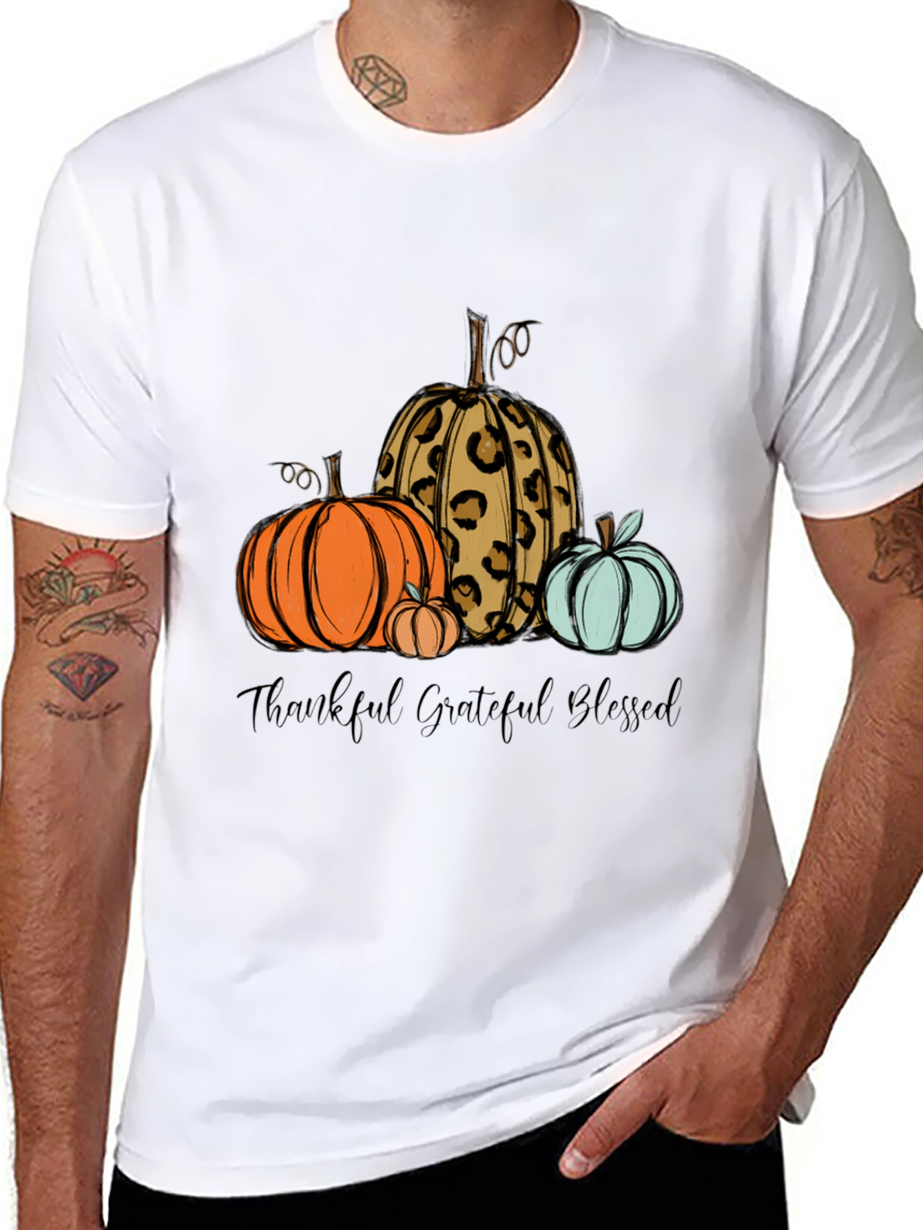 Thankful Grateful Blessed Pumpkin T-Shirt