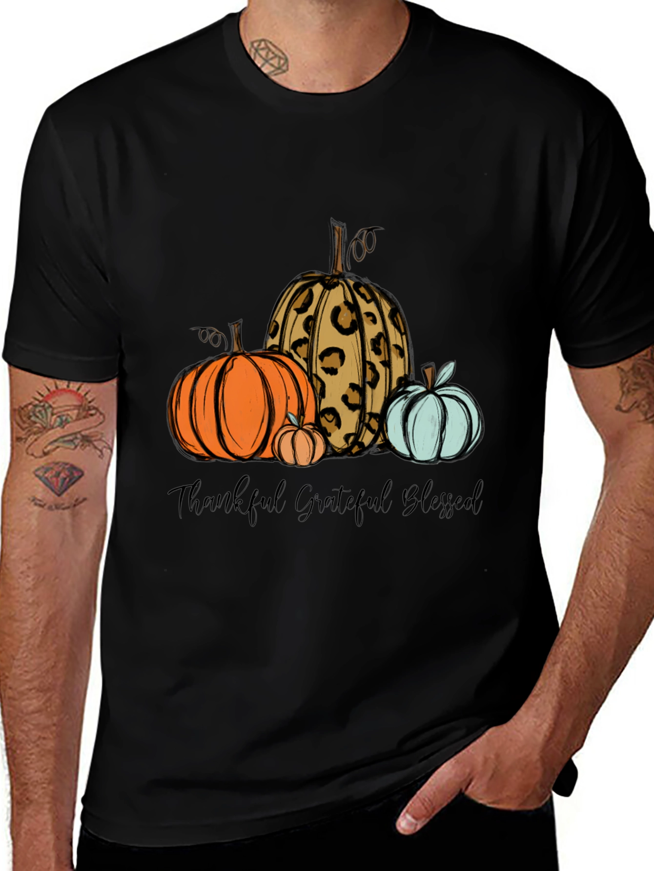 Thankful Grateful Blessed Pumpkin T-Shirt