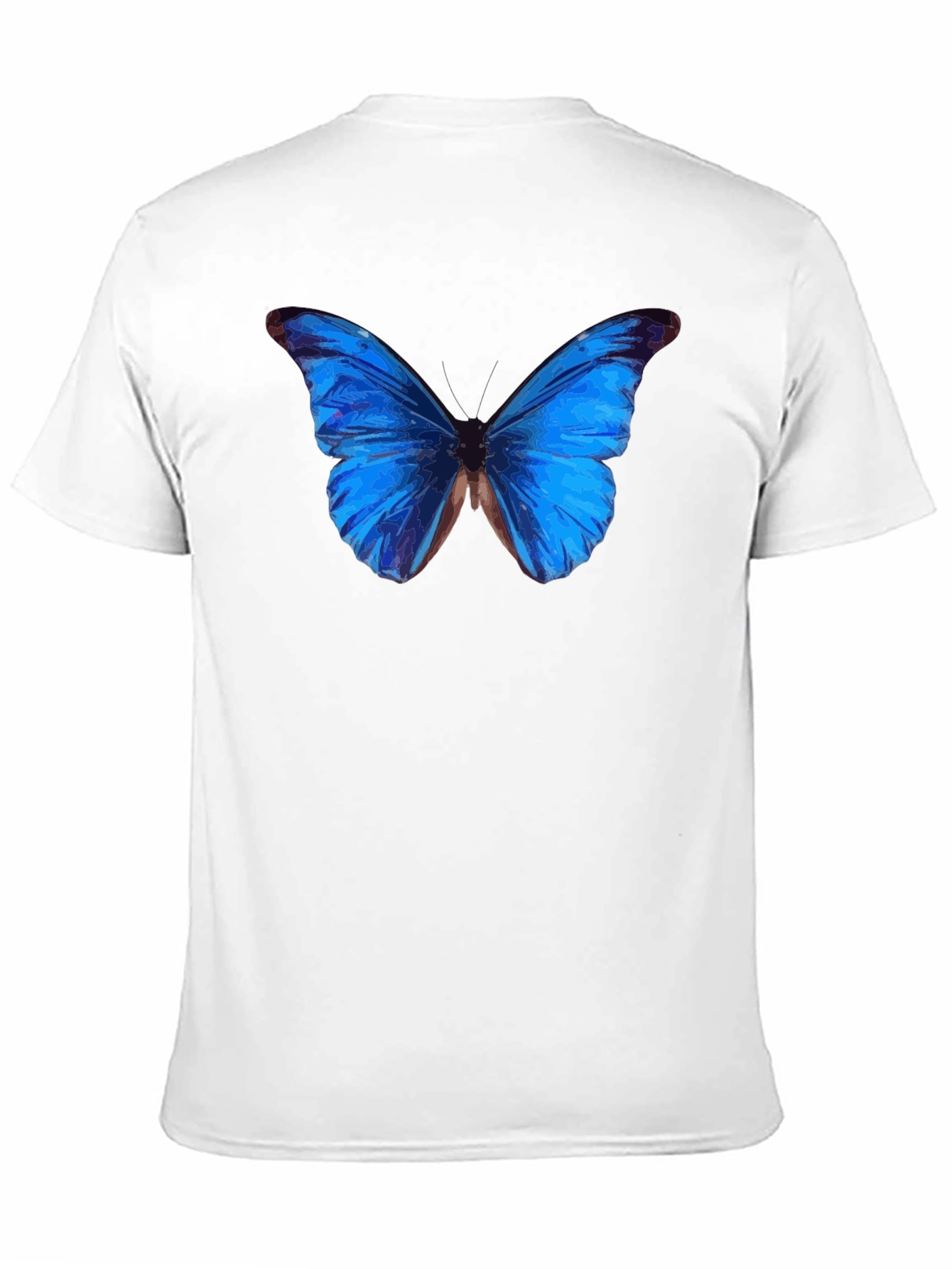 Blue Butterfly Graphic Black T-Shirt