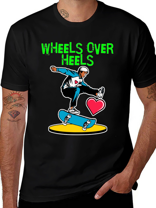 Wheels Over Heels Skateboard Graphic Tee