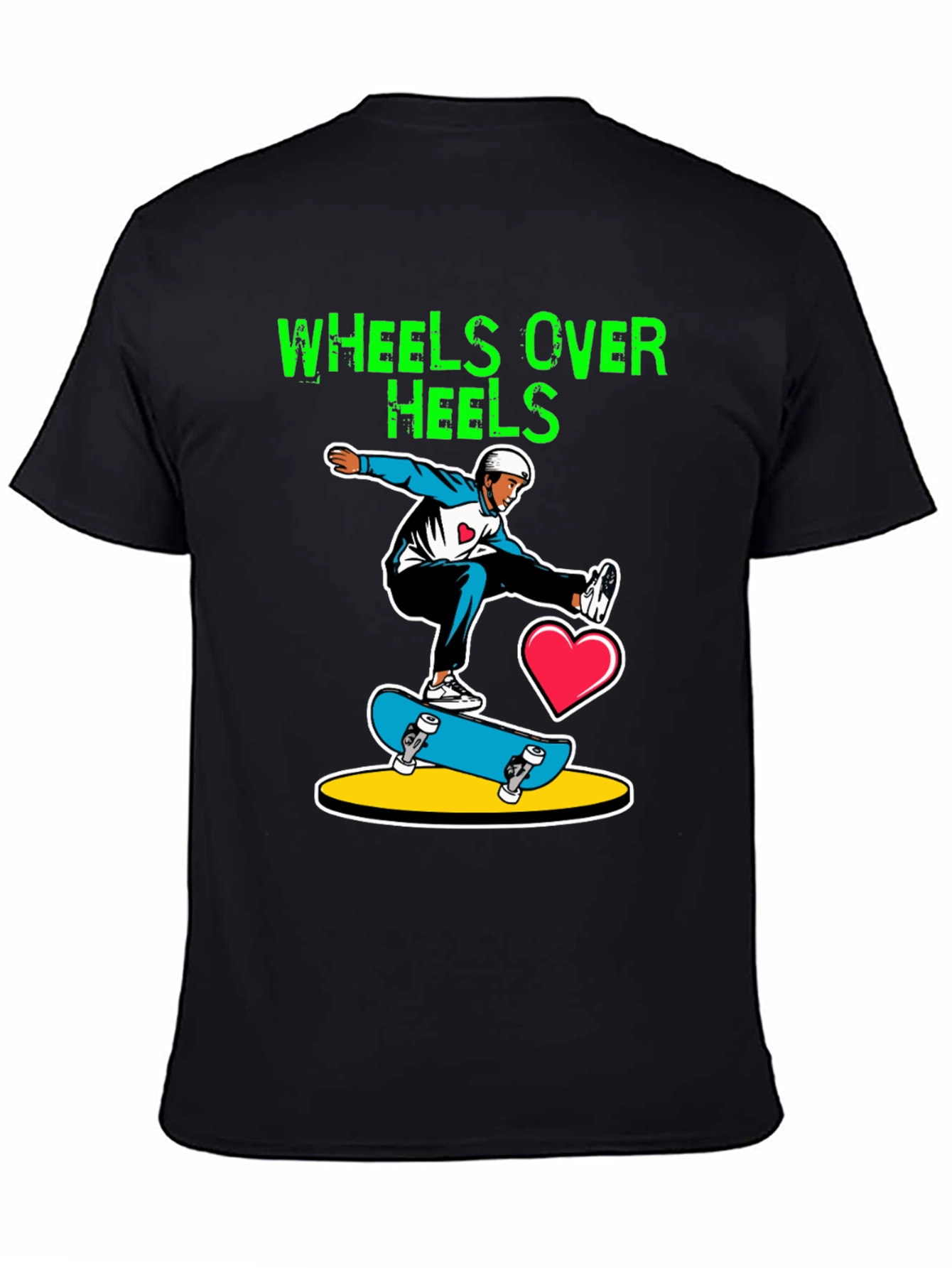 Wheels Over Heels Skateboard Graphic Tee