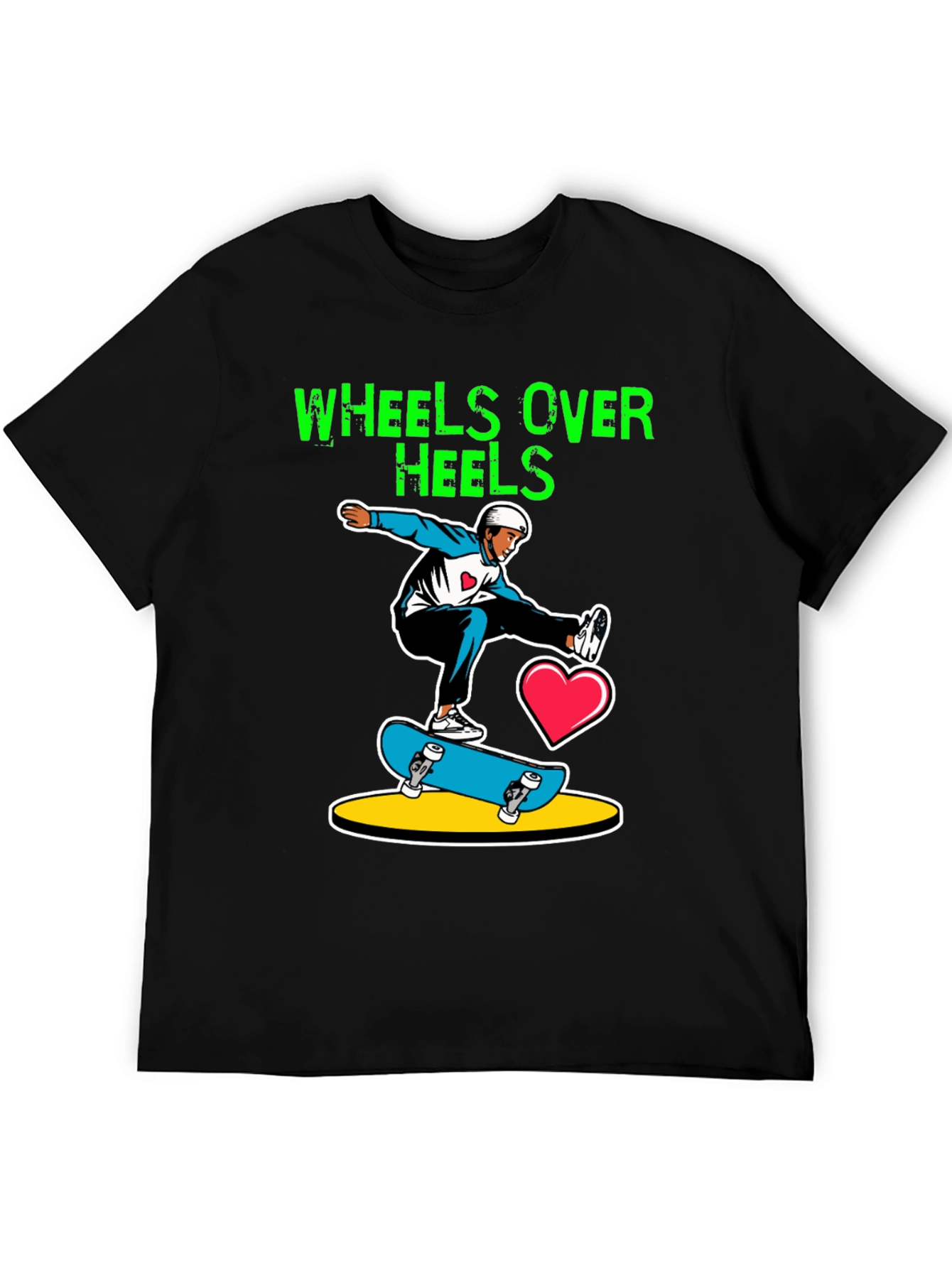 Wheels Over Heels Skateboard Graphic Tee