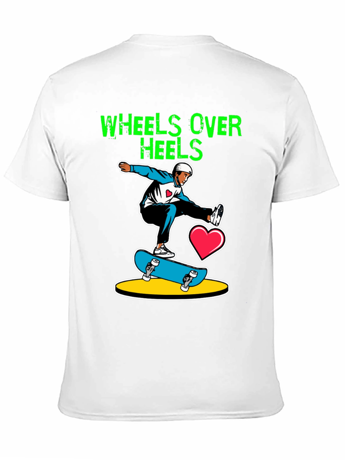 Wheels Over Heels Skateboard Graphic Tee