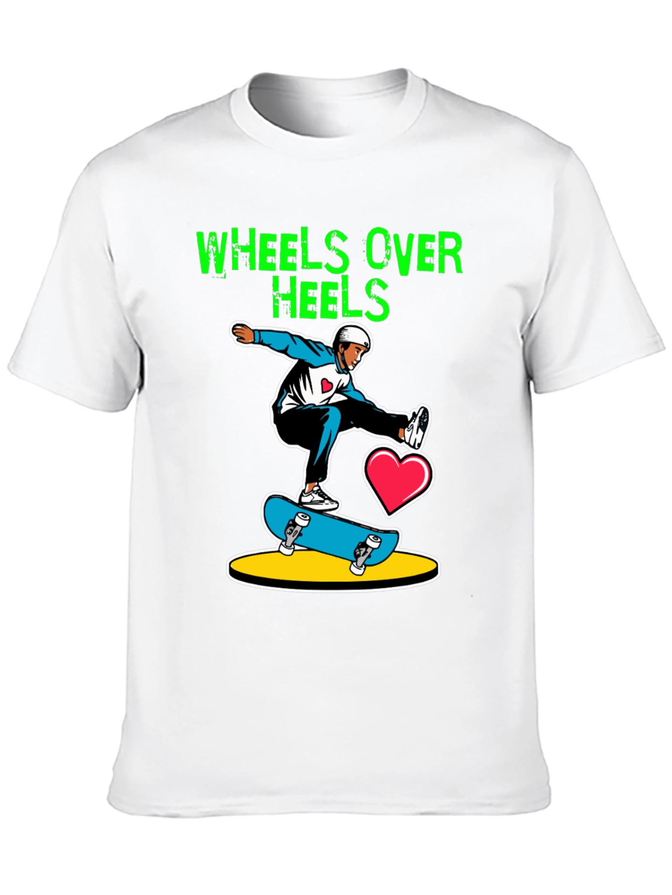 Wheels Over Heels Skateboard Graphic Tee