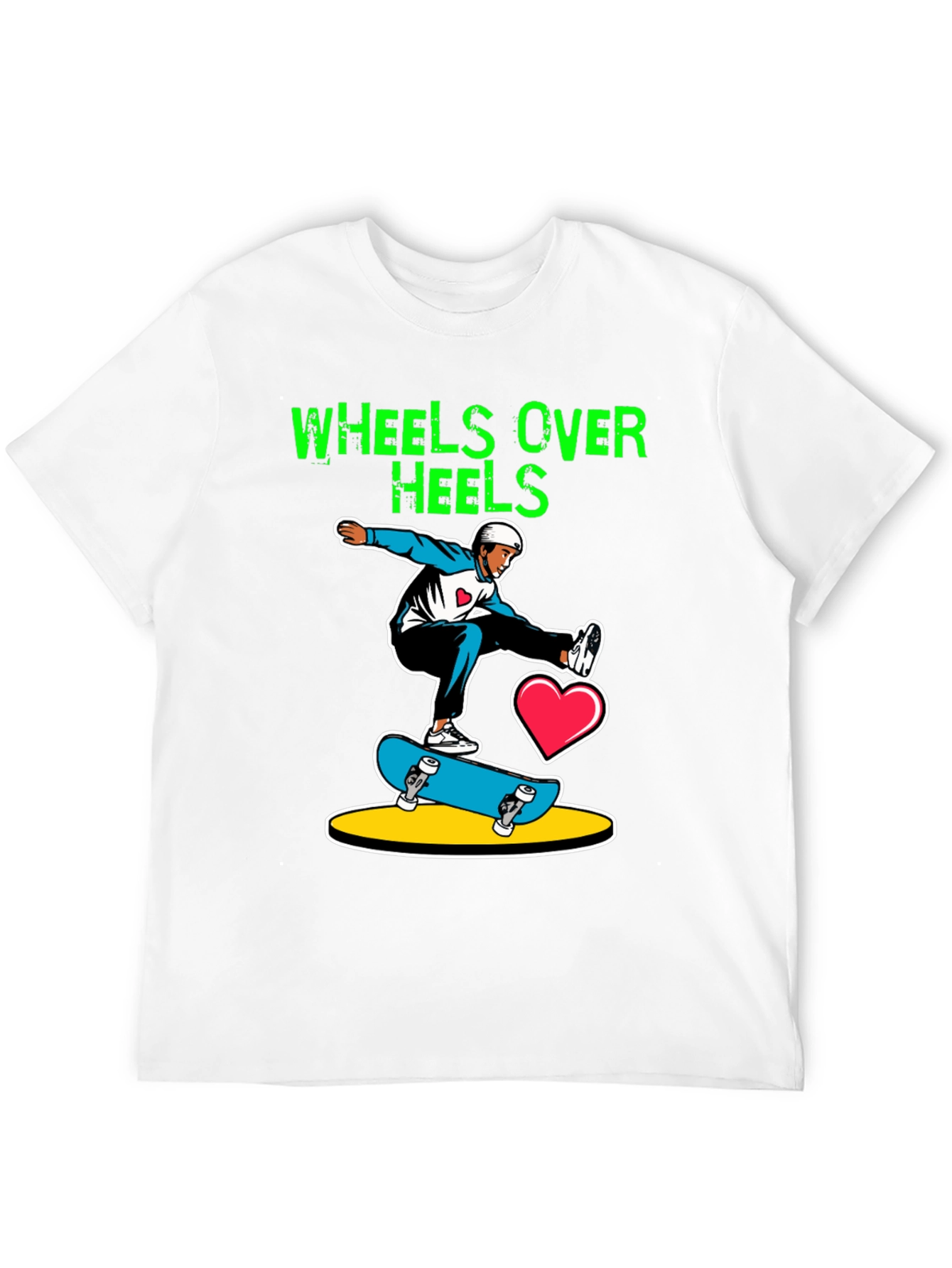 Wheels Over Heels Skateboard Graphic Tee