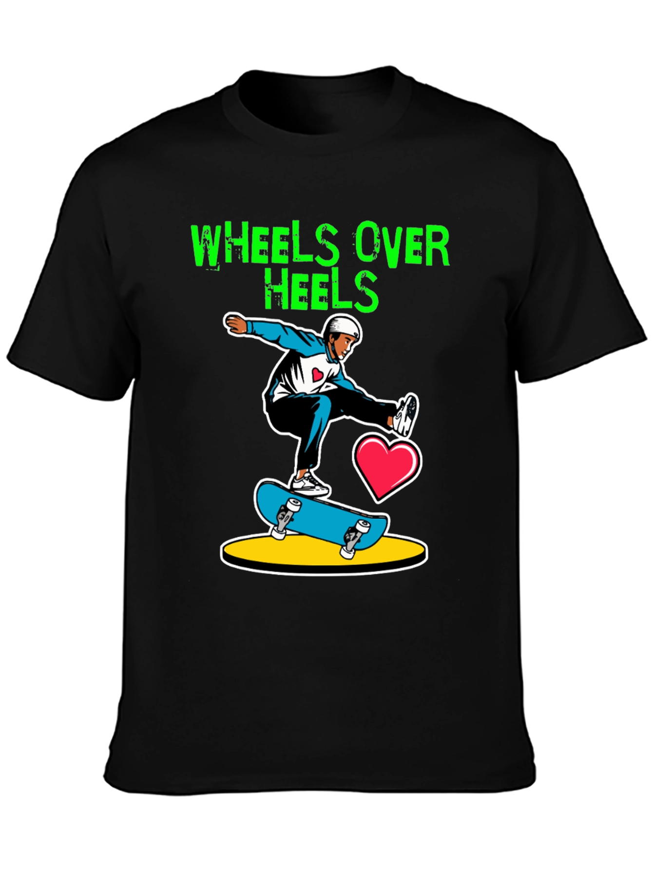 Wheels Over Heels Skateboard Graphic Tee