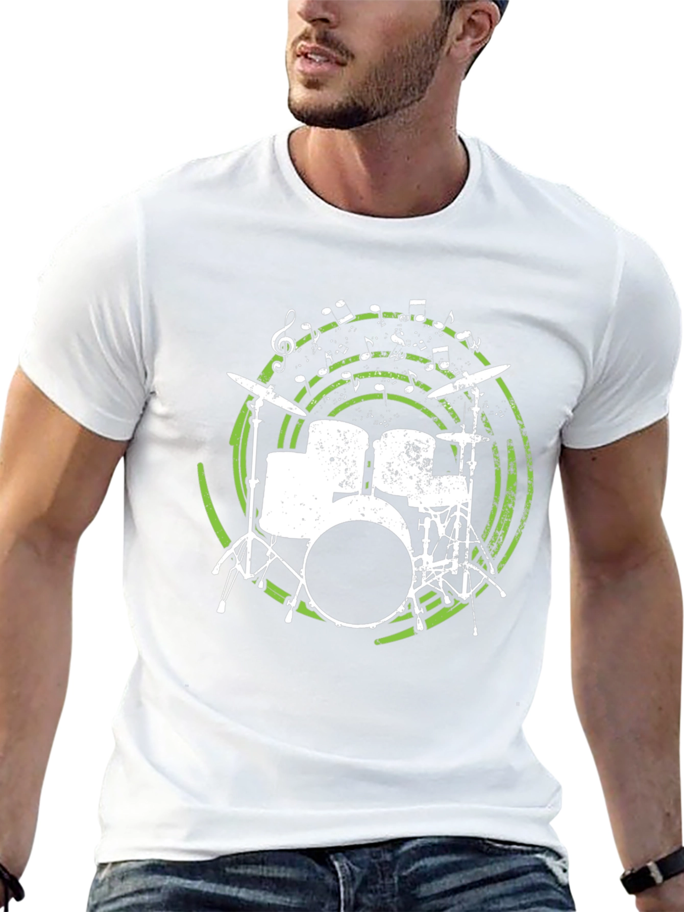 Drum Set Graphic Tee - Musicians Black T-Shirt