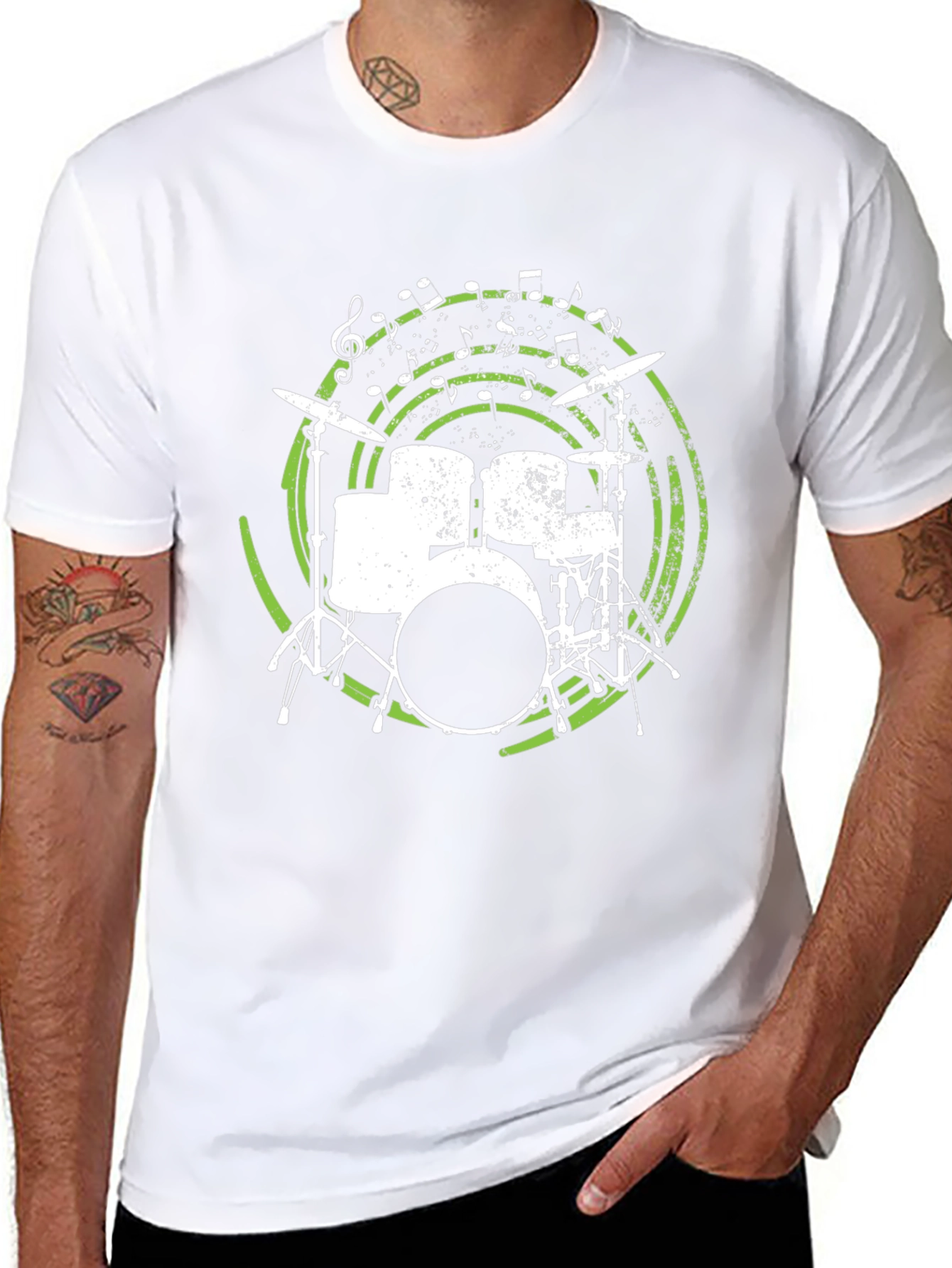 Drum Set Graphic Tee - Musicians Black T-Shirt