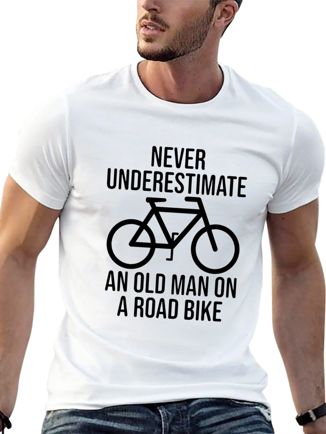 Never Underestimate Old Man on Road Bike T-Shirt