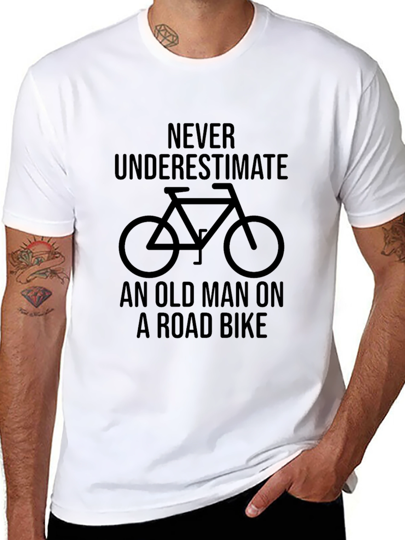 Never Underestimate Old Man on Road Bike T-Shirt