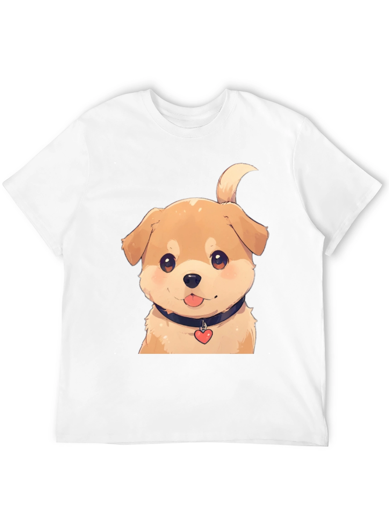 Cute Puppy Graphic Tee - Black Cotton Blend