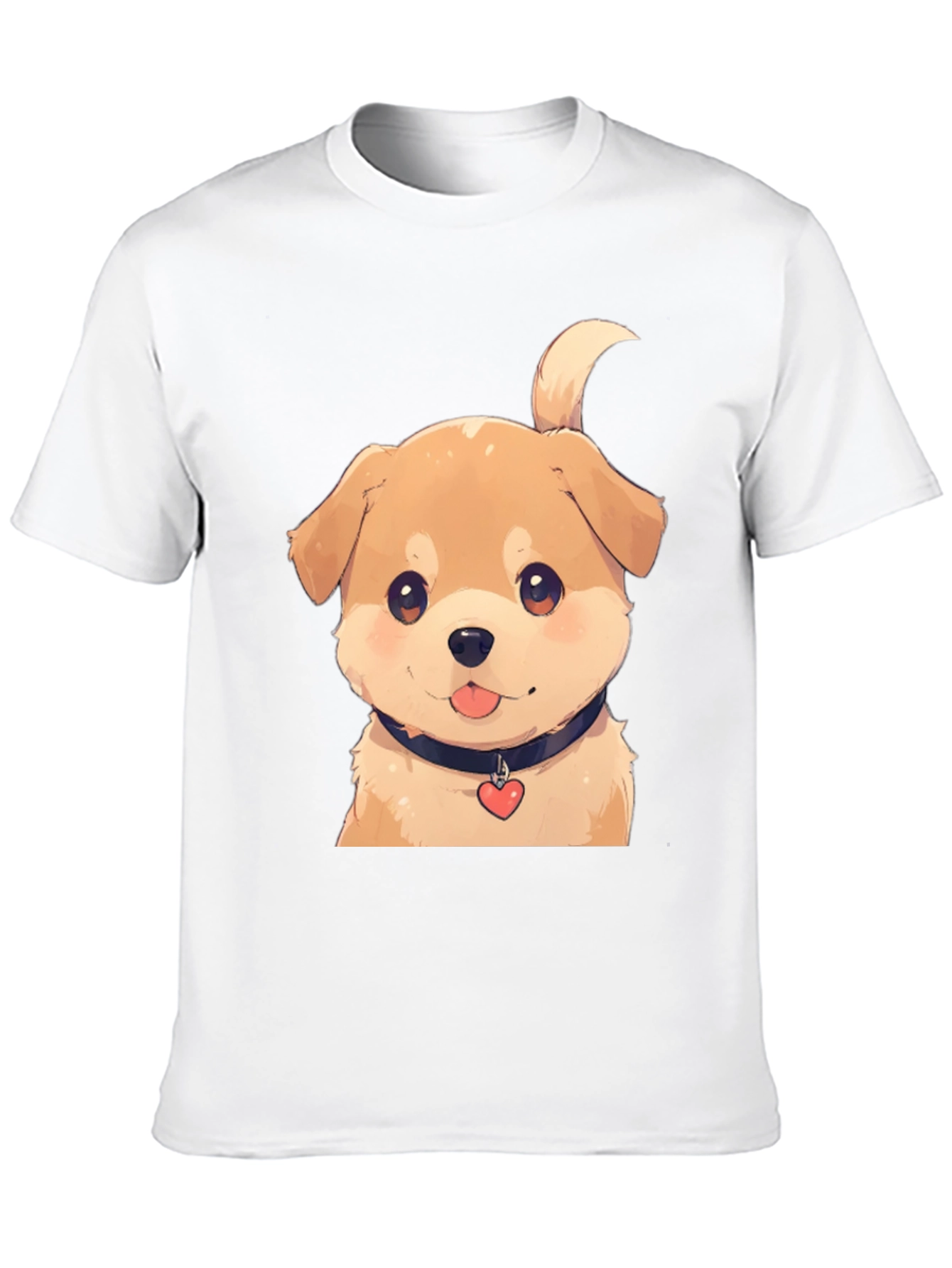 Cute Puppy Graphic Tee - Black Cotton Blend