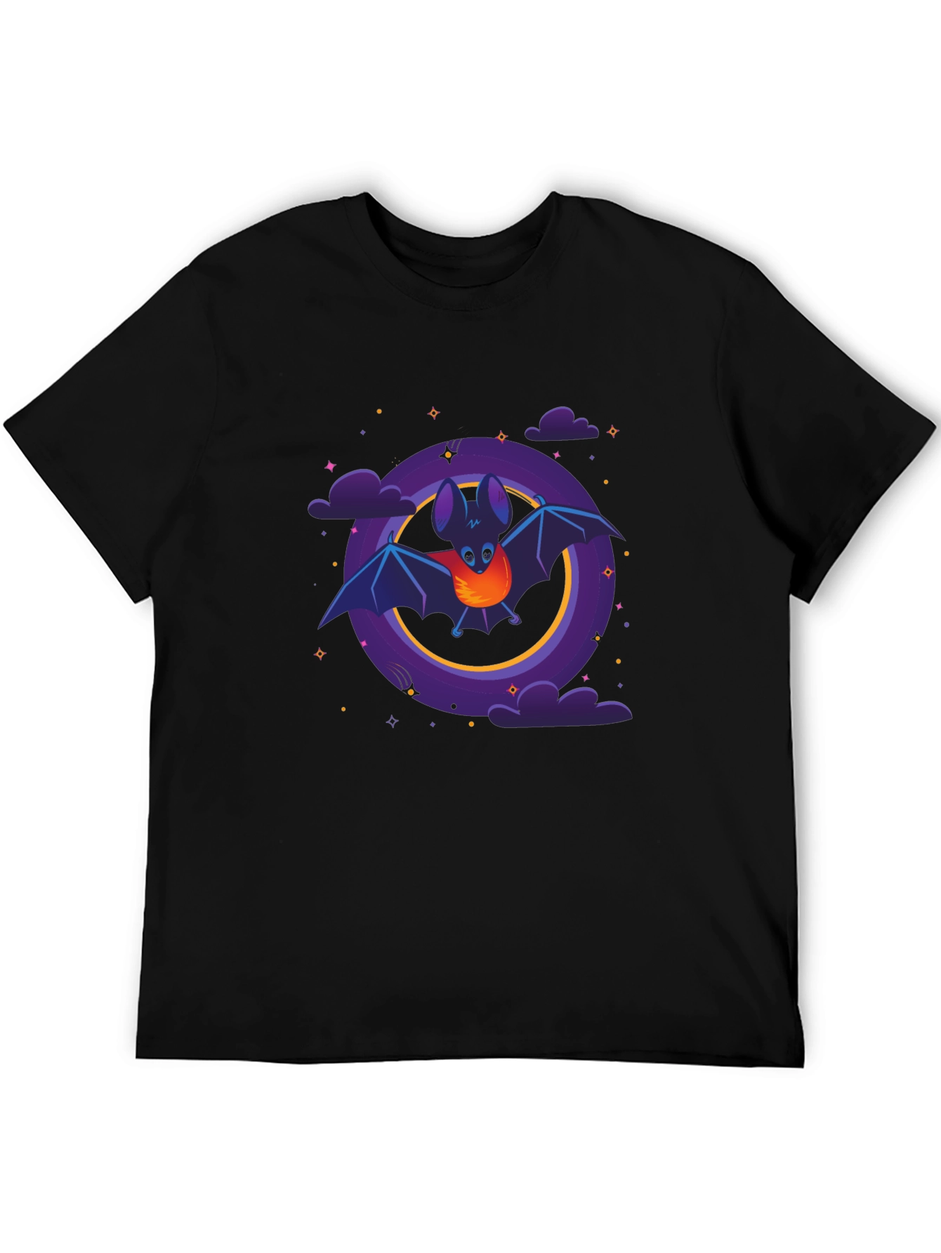 Cartoon Bat Graphic Tee - Unisex Black T-Shirt