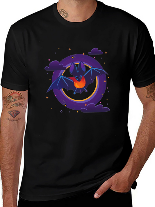 Cartoon Bat Graphic Tee - Unisex Black T-Shirt