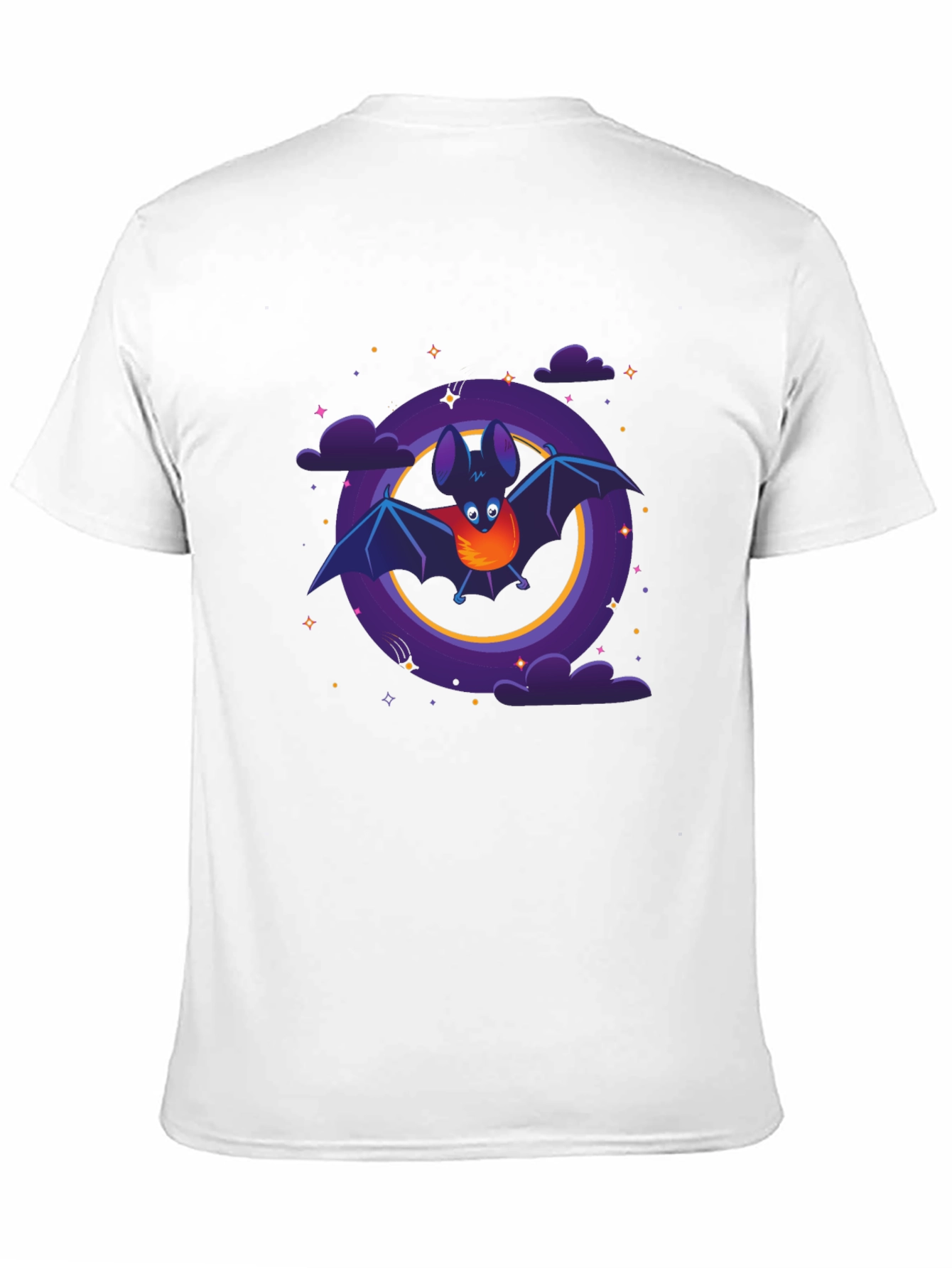Cartoon Bat Graphic Tee - Unisex Black T-Shirt