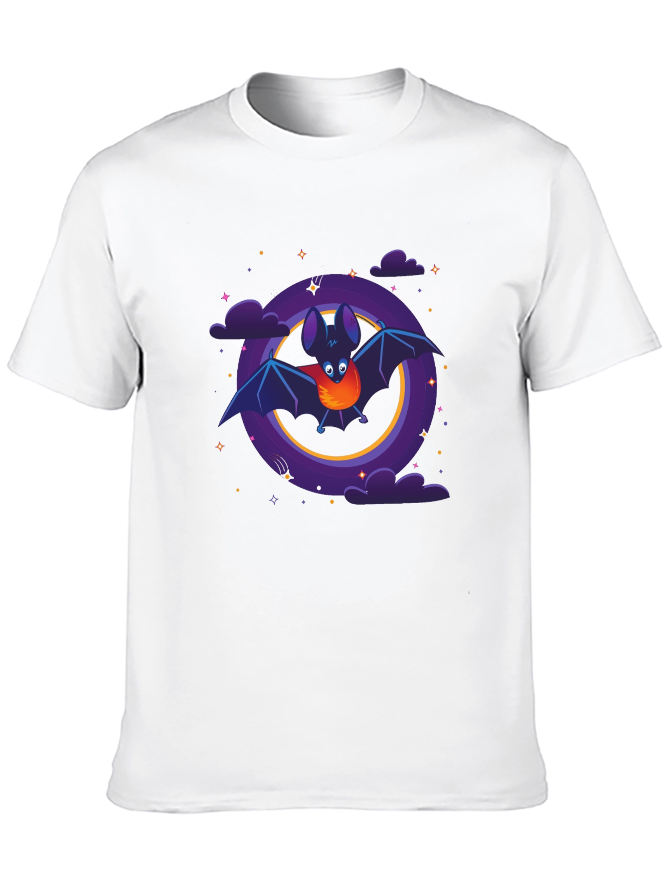 Cartoon Bat Graphic Tee - Unisex Black T-Shirt