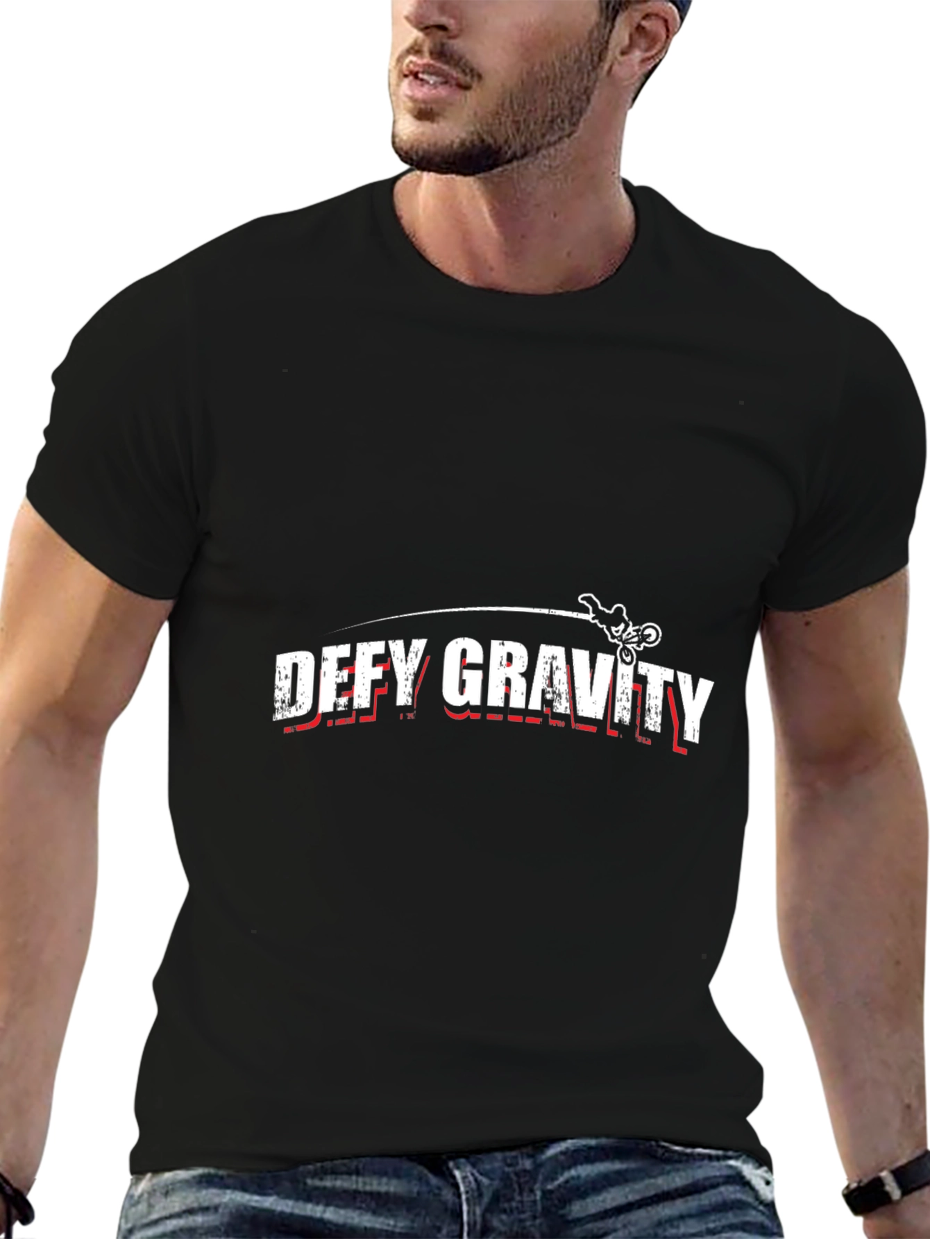Defy Gravity Black T-Shirt - Motocross Design