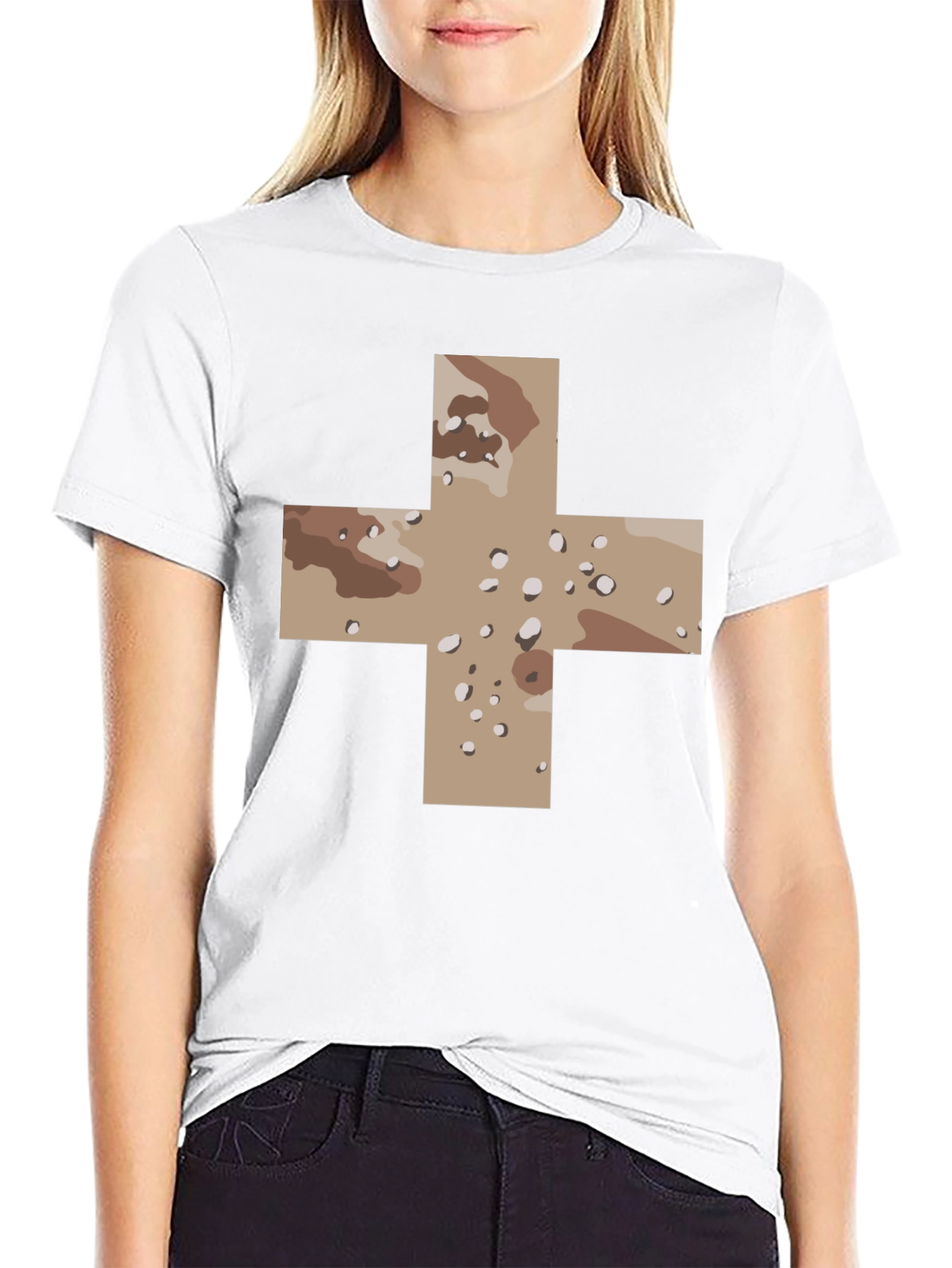 Camo Cross Graphic Black T-Shirt