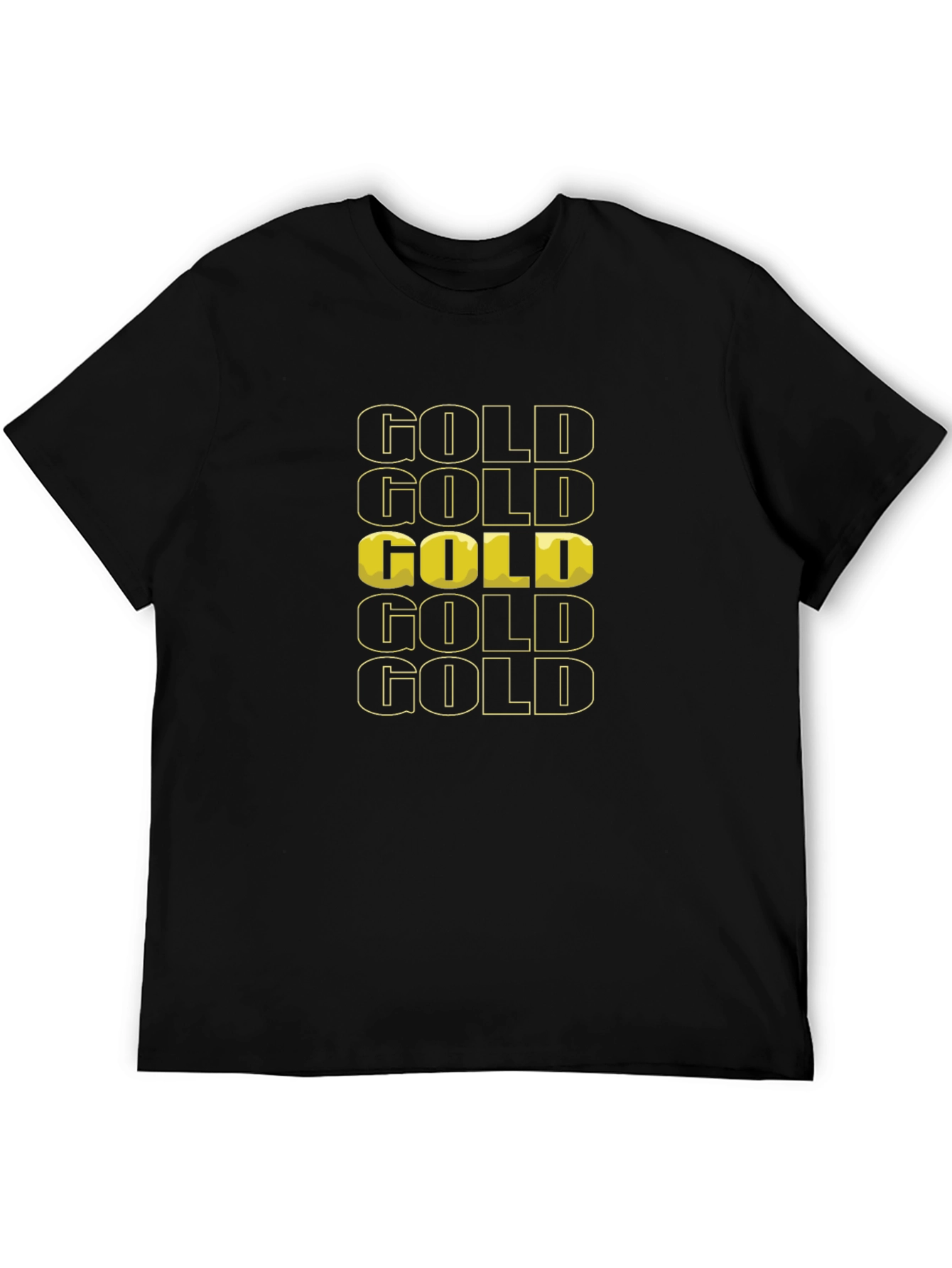 Gold Graphic Print Black T-Shirt