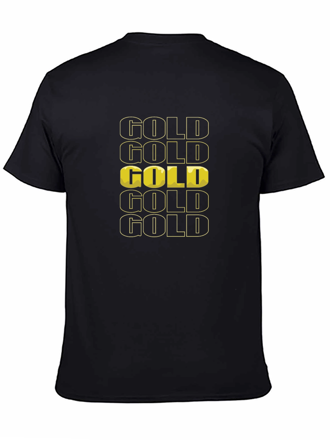 Gold Graphic Print Black T-Shirt