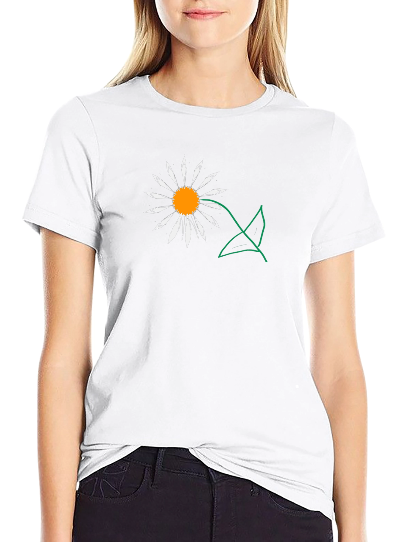 Daisy Graphic Tee - Black Casual T-Shirt