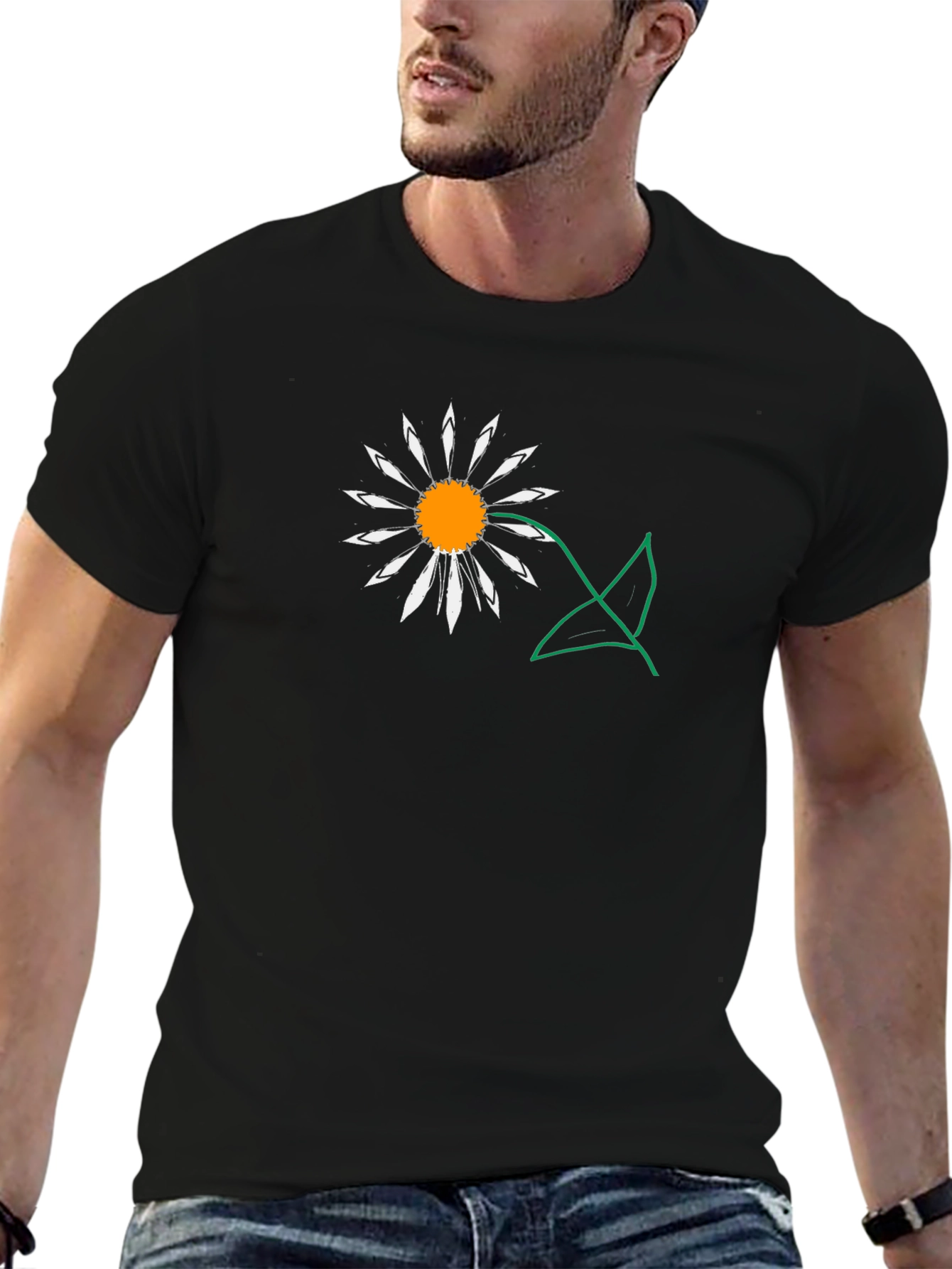 Daisy Graphic Tee - Black Casual T-Shirt