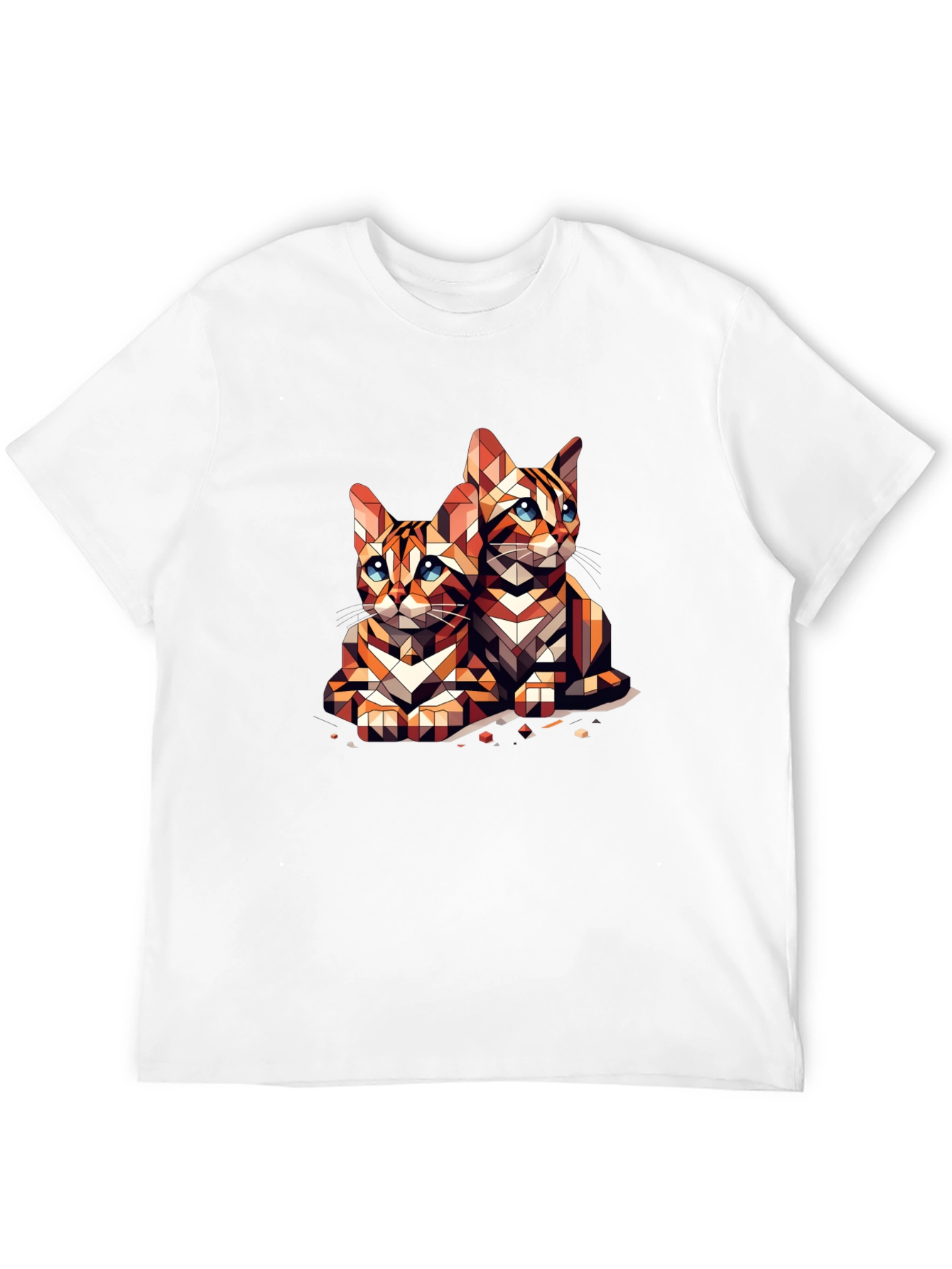 Geometric Cat Lover T-Shirt - Abstract Art Tee