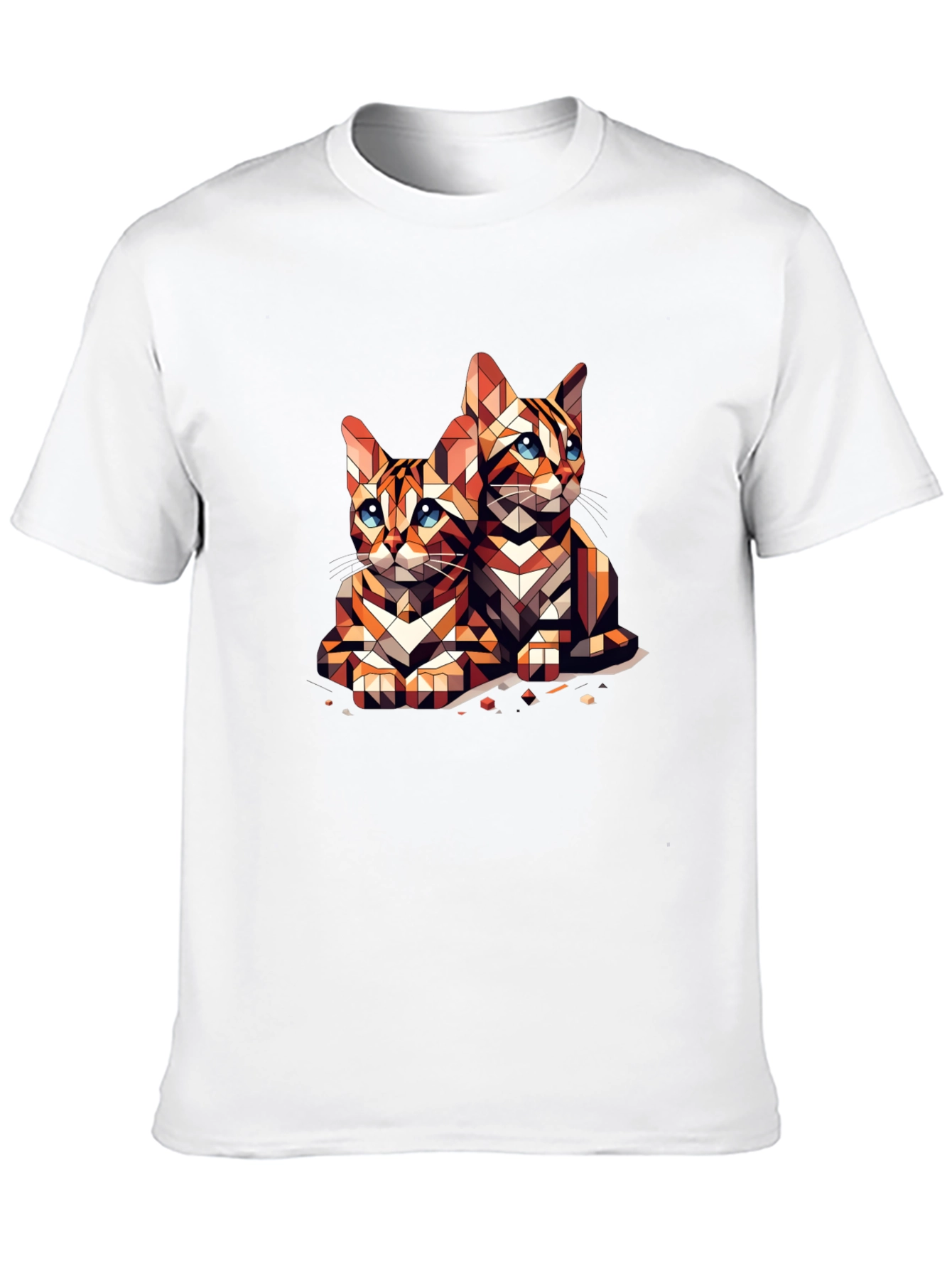 Geometric Cat Lover T-Shirt - Abstract Art Tee