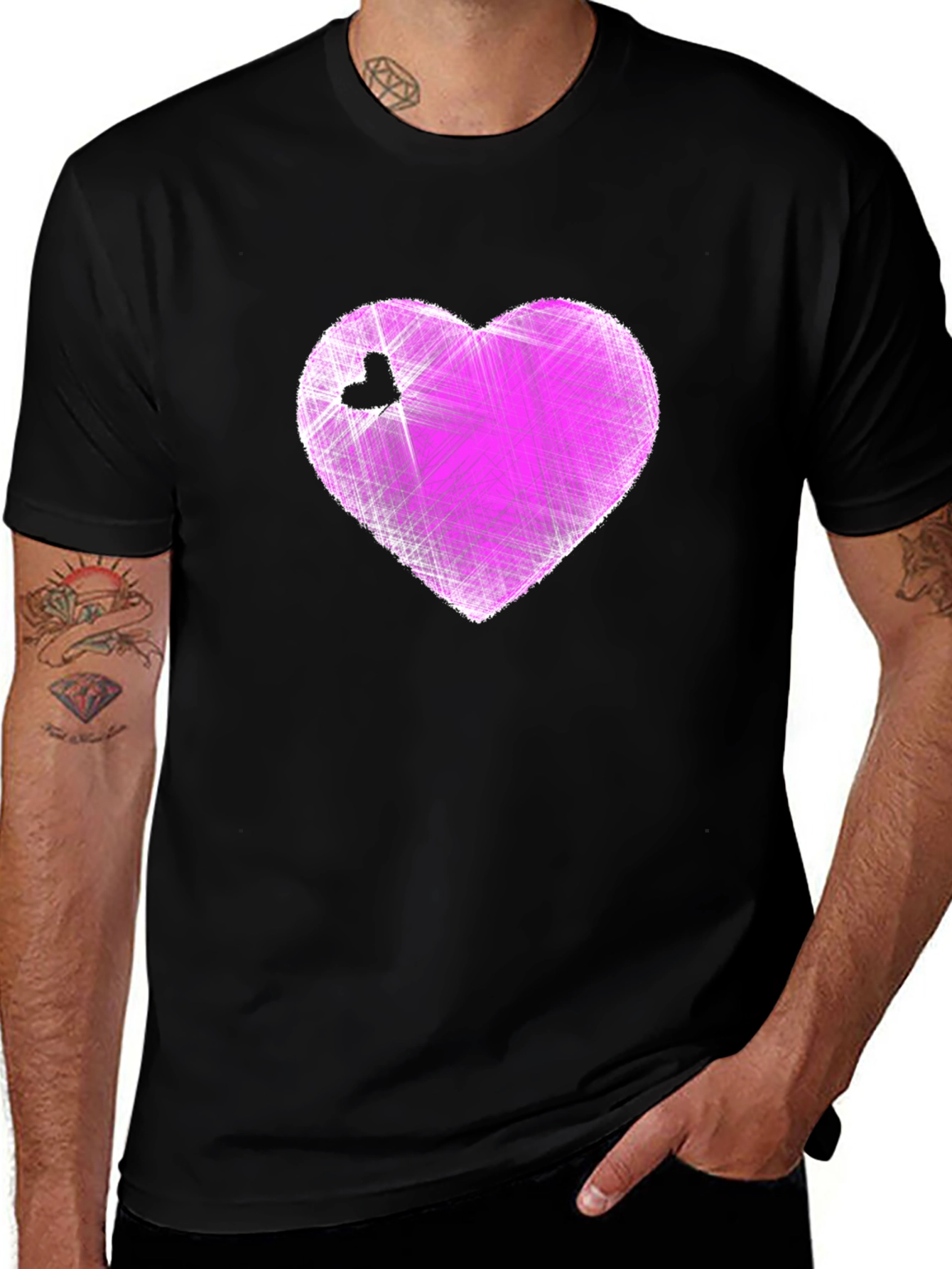 Heart Graphic Black T-Shirt - Modern Casual Tee