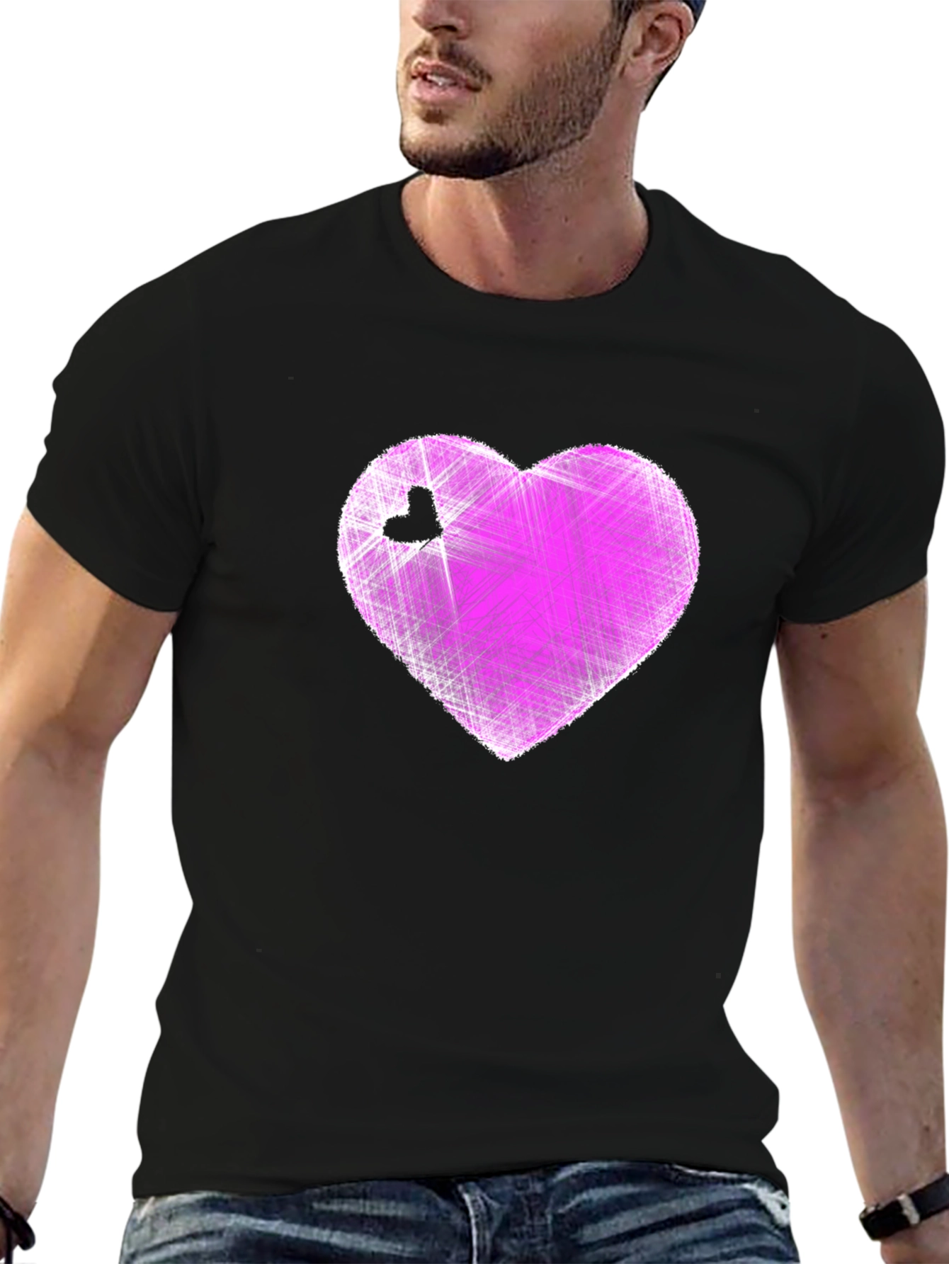 Heart Graphic Black T-Shirt - Modern Casual Tee