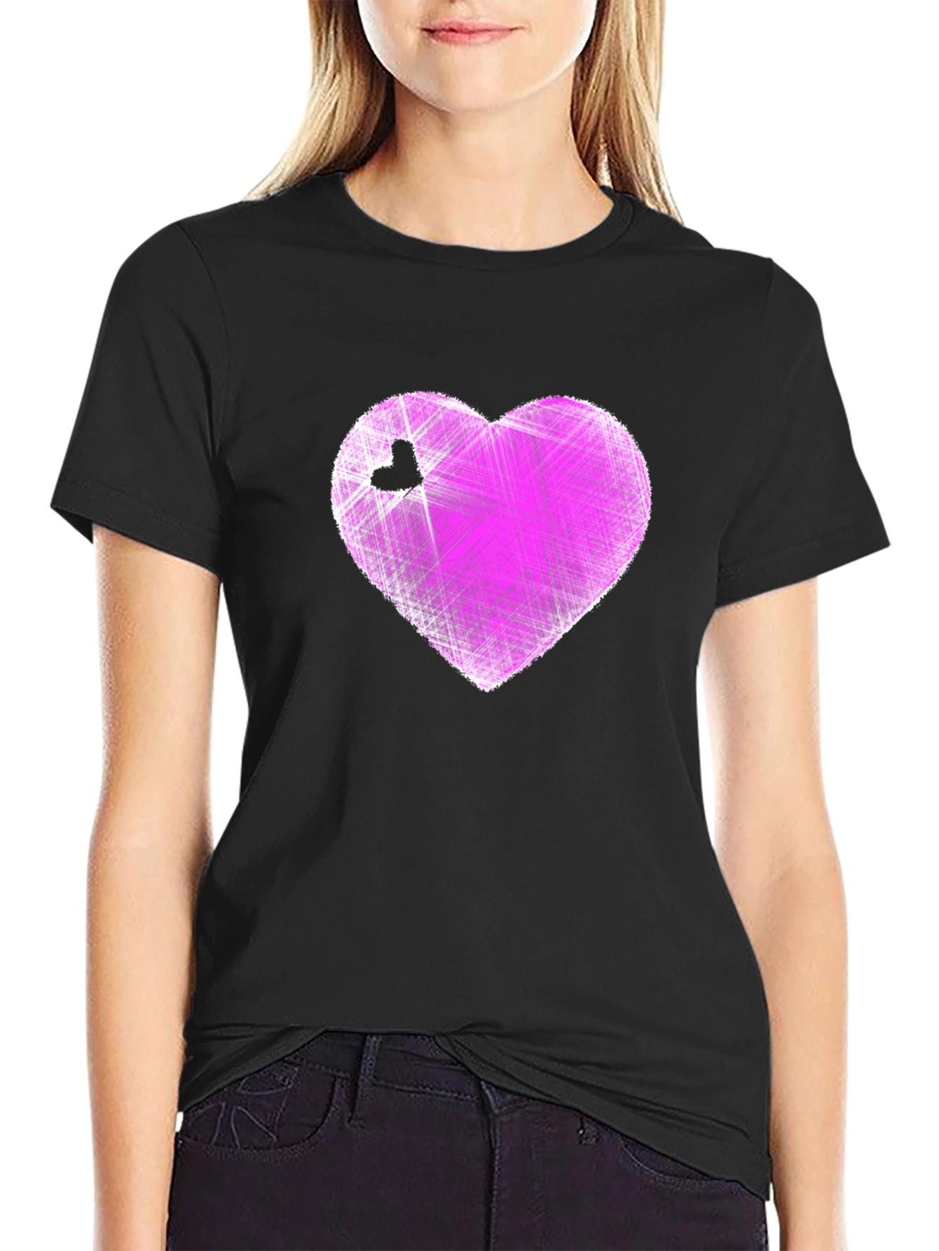 Heart Graphic Black T-Shirt - Modern Casual Tee