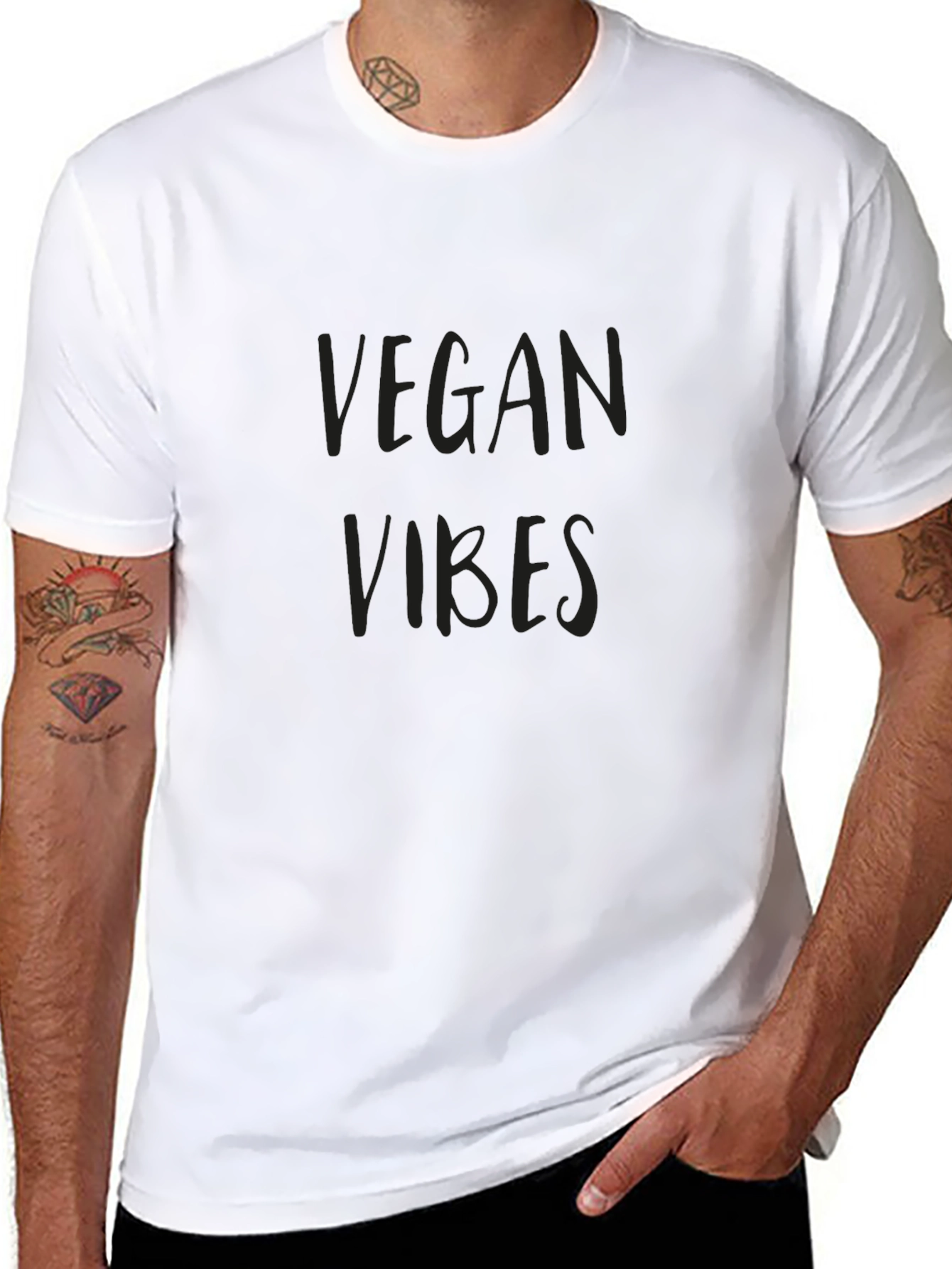 Vegan Vibes T-Shirt - Black Crew Neck Tee
