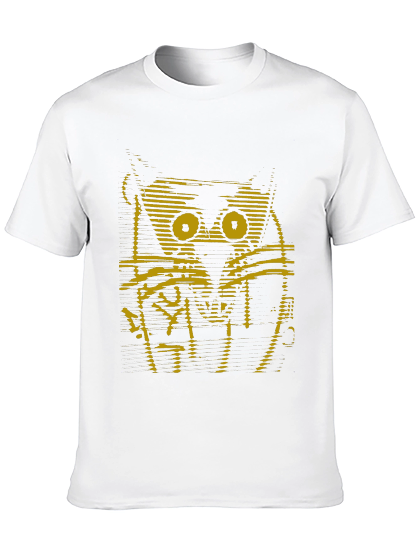 Abstract Cat Graphic Print Black T-Shirt
