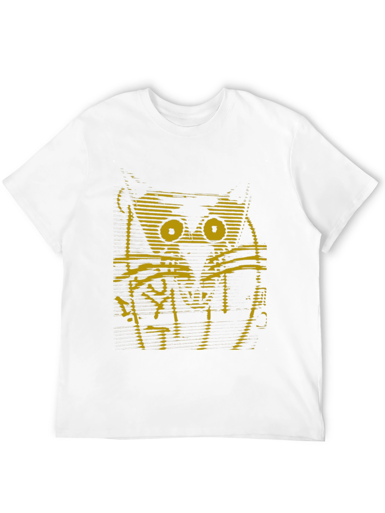 Abstract Cat Graphic Print Black T-Shirt