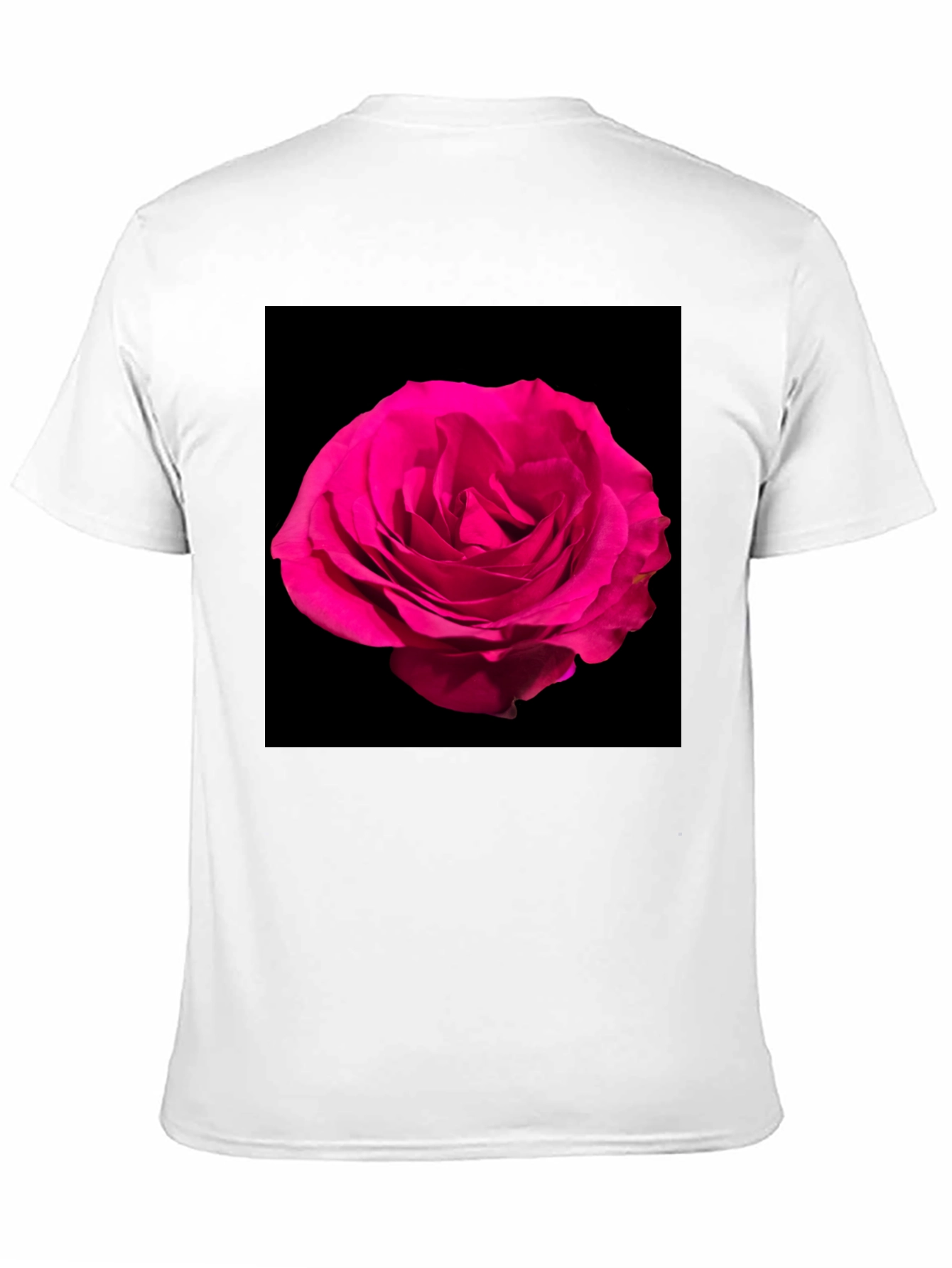 Black T-Shirt with Pink Rose Graphic