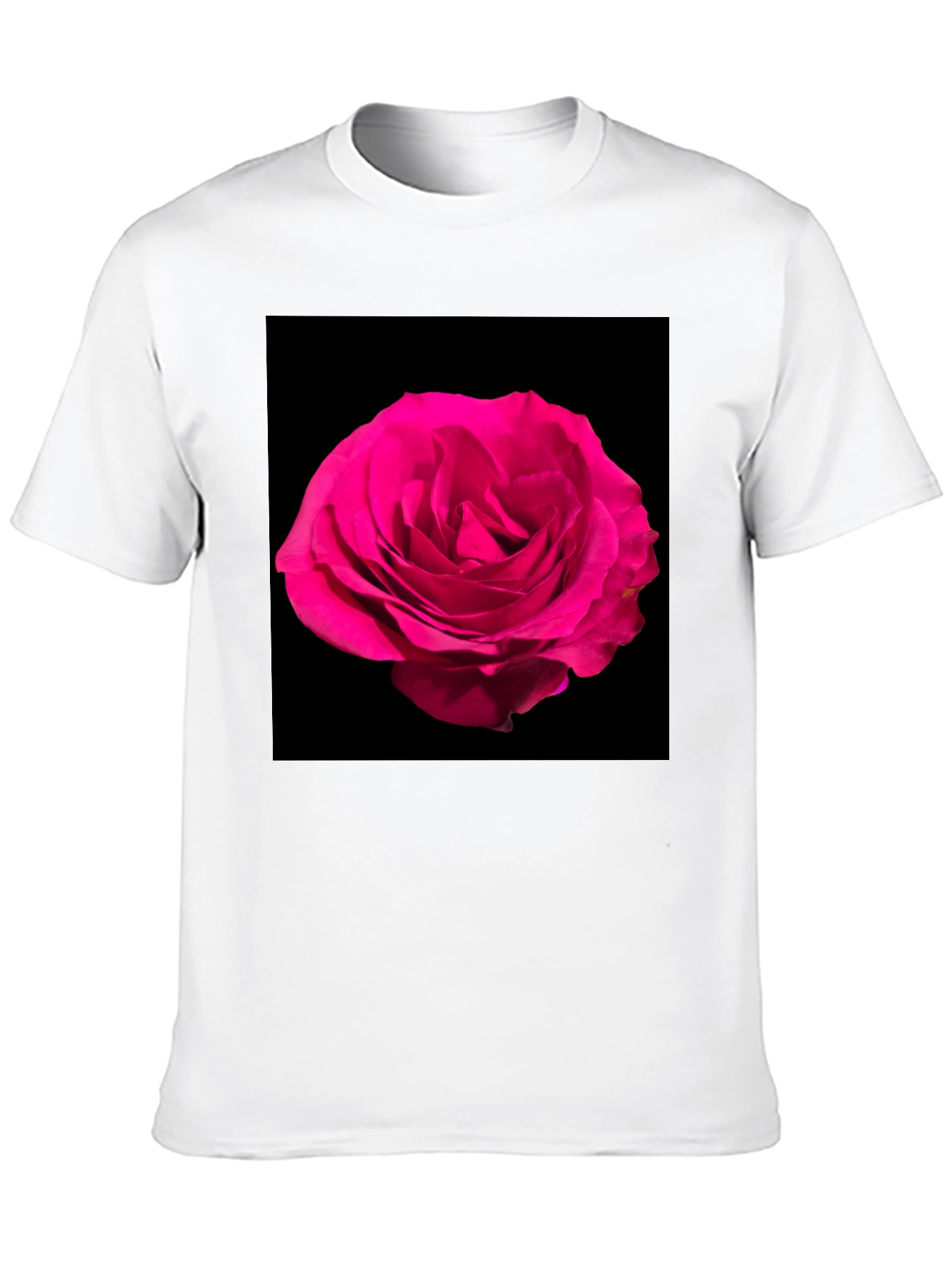 Black T-Shirt with Pink Rose Graphic