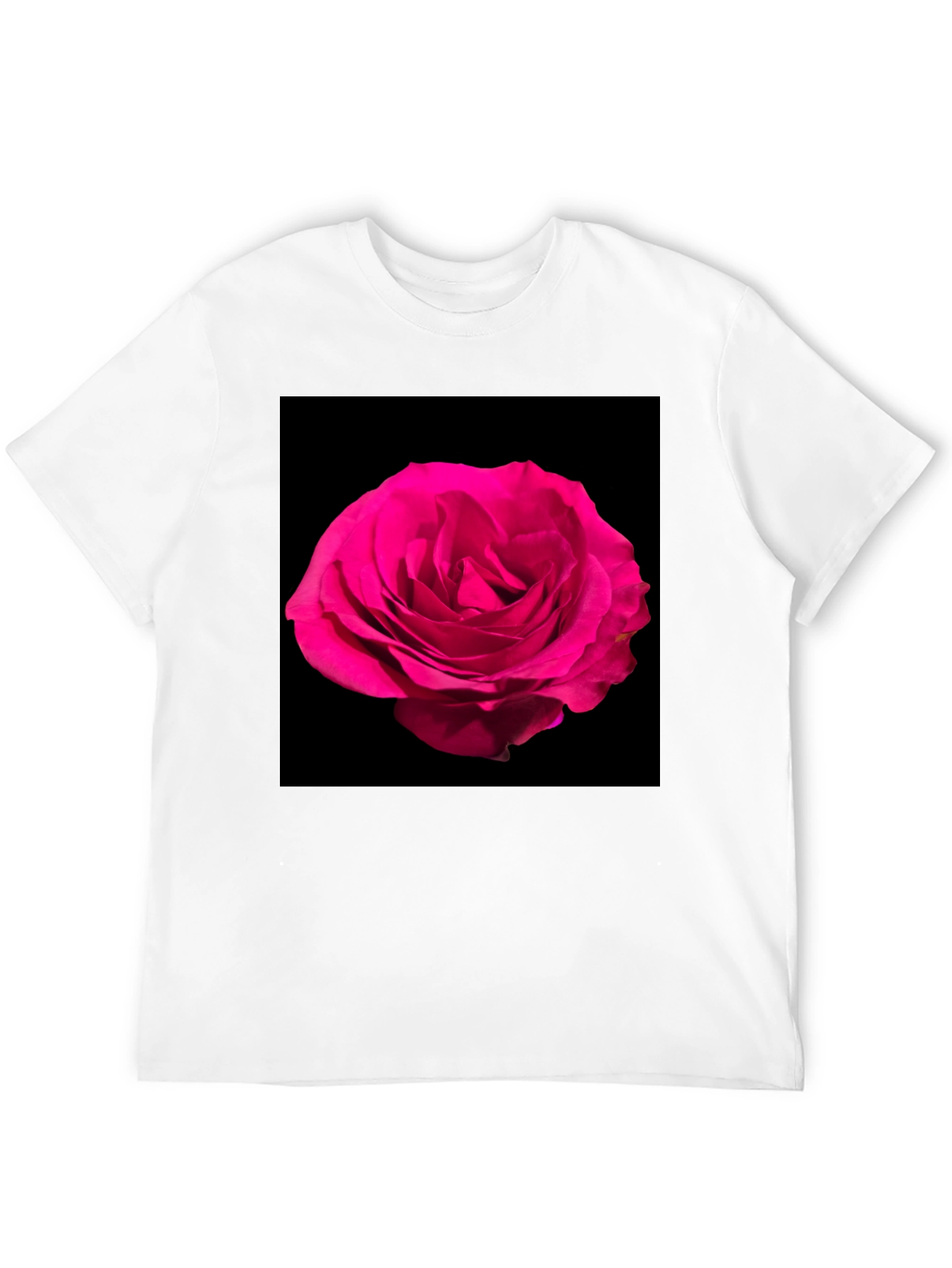 Black T-Shirt with Pink Rose Graphic