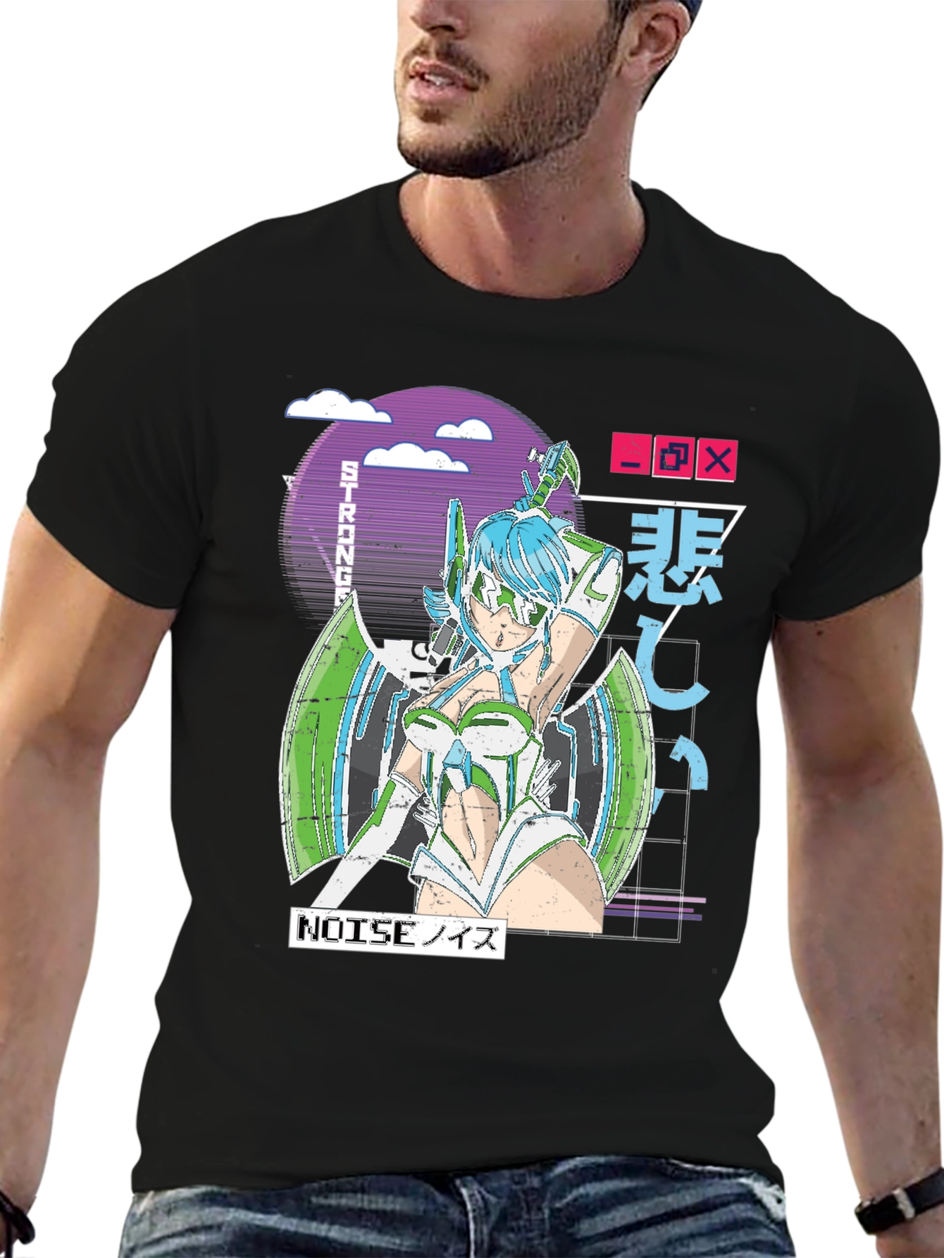 Anime Graphic T-Shirt - Futuristic Manga Design