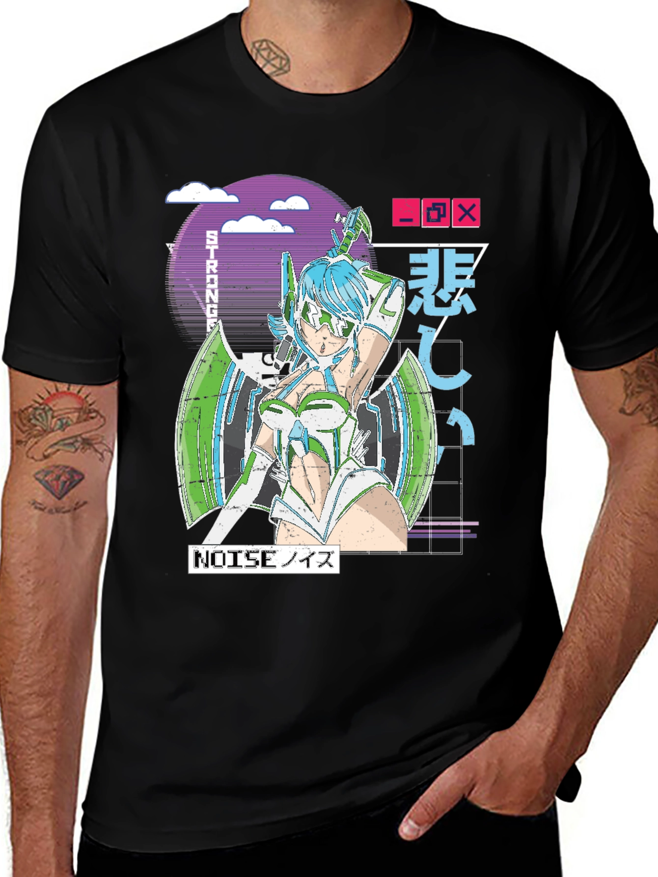 Anime Graphic T-Shirt - Futuristic Manga Design